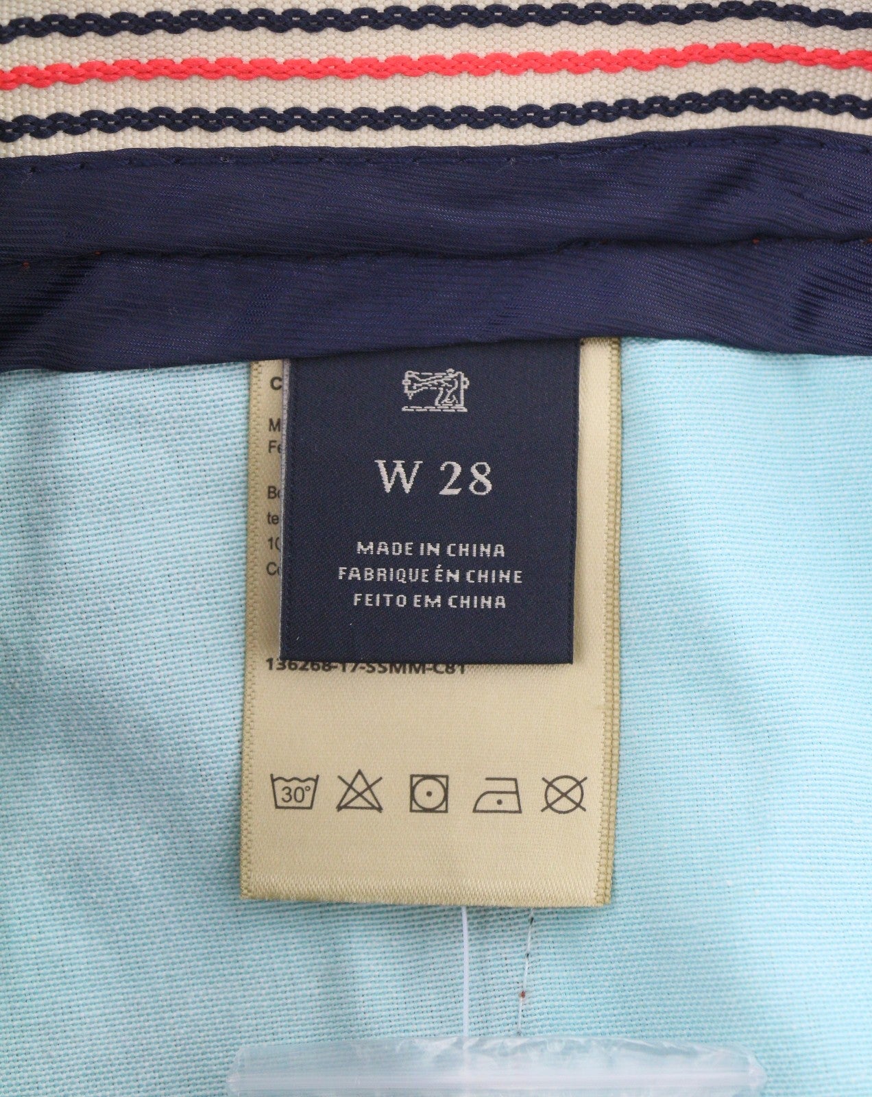 SCOTCH & SODA Men Shorts W28 Orange Leafs Striped Print Cotton Zipper Chino