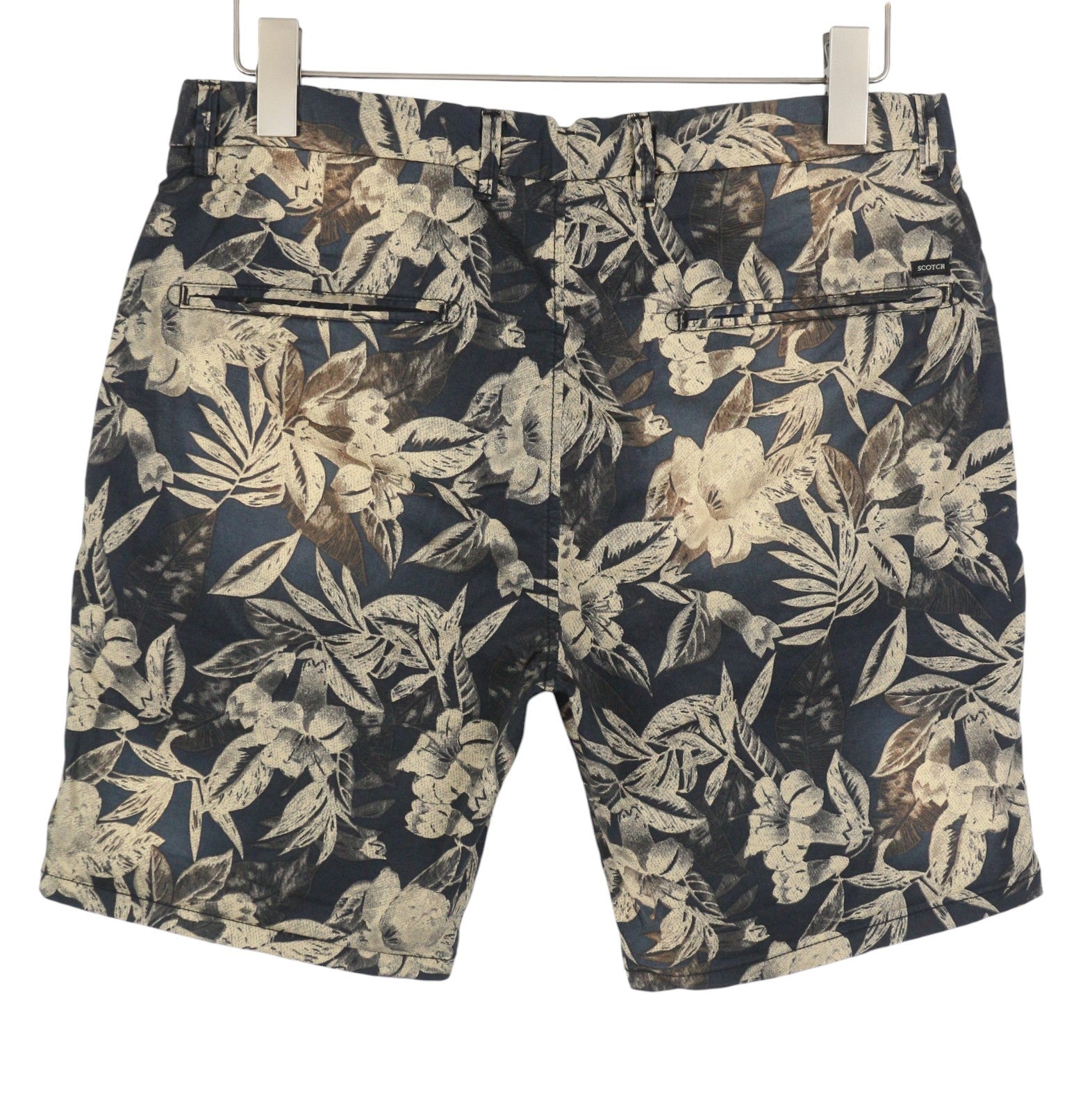 SCOTCH & SODA Men Shorts W32 Faded Floral Leafs Pattern Zip Fly Chino