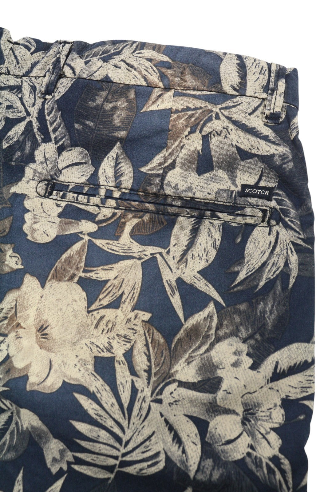 SCOTCH & SODA Men Shorts W32 Faded Floral Leafs Pattern Zip Fly Chino