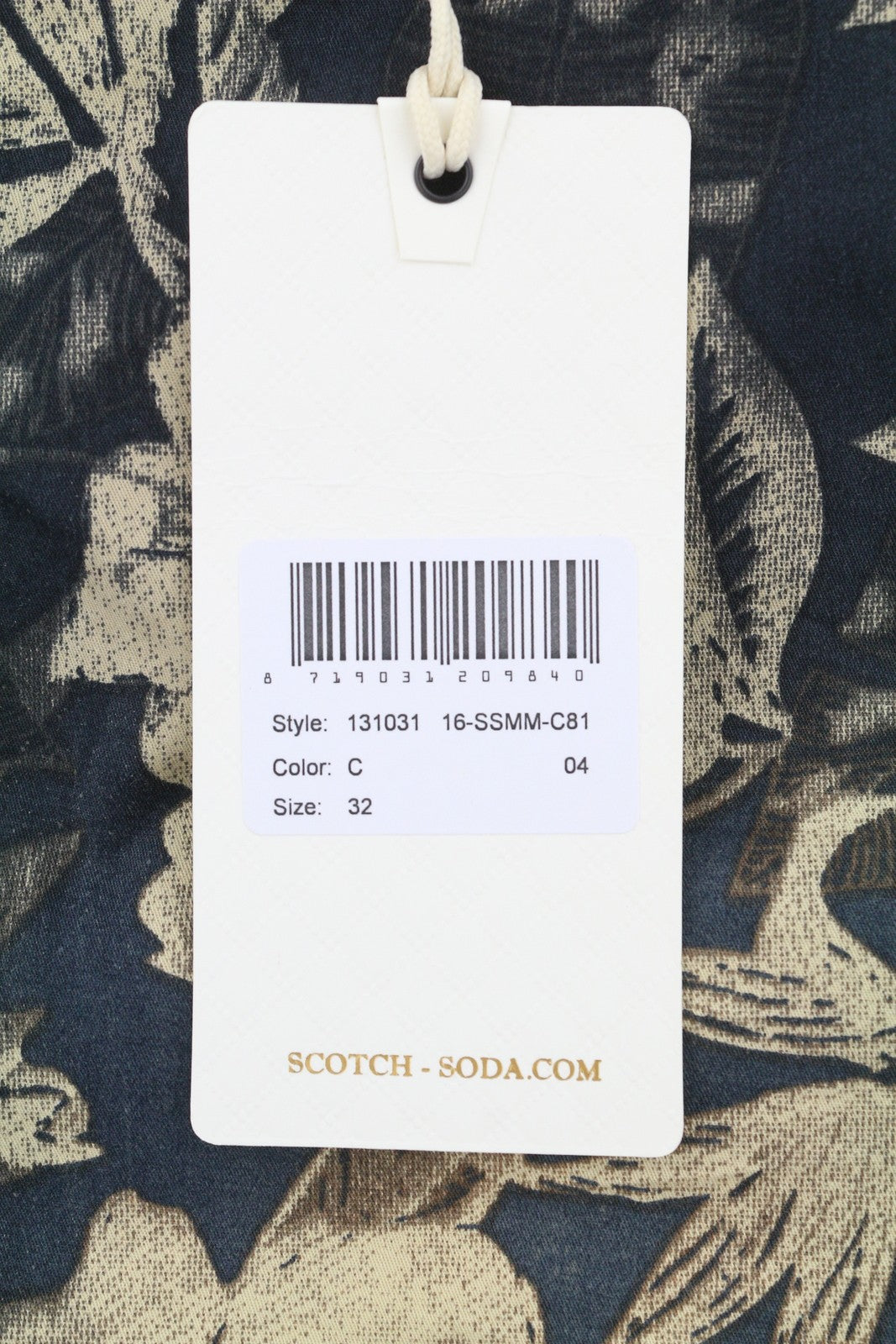 SCOTCH & SODA Men Shorts W32 Faded Floral Leafs Pattern Zip Fly Chino
