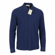 FILIPPO DE LAURENTIIS Men Shirt IT50 M Blue Denim Look Cutaway Neck Button