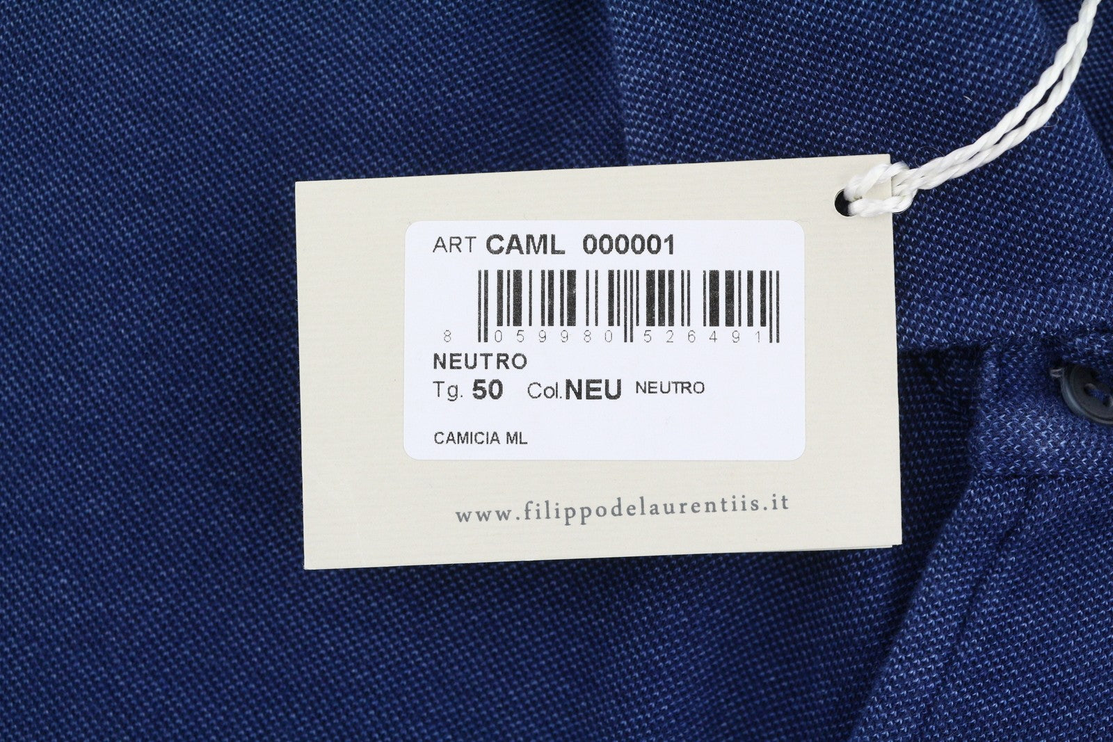 FILIPPO DE LAURENTIIS Men Shirt IT50 M Blue Denim Look Cutaway Neck Button