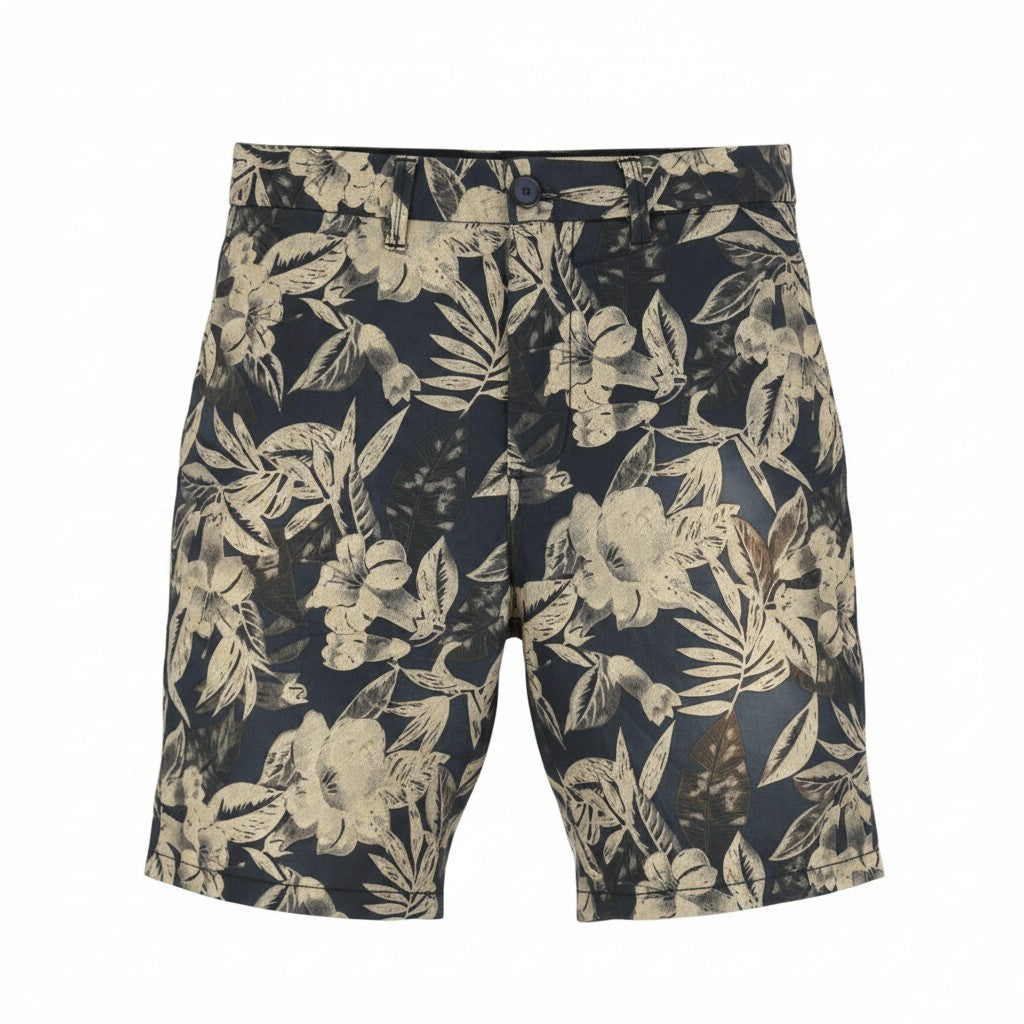 SCOTCH & SODA Men Shorts W28 Faded Floral Leafs Pattern Zipper Chino