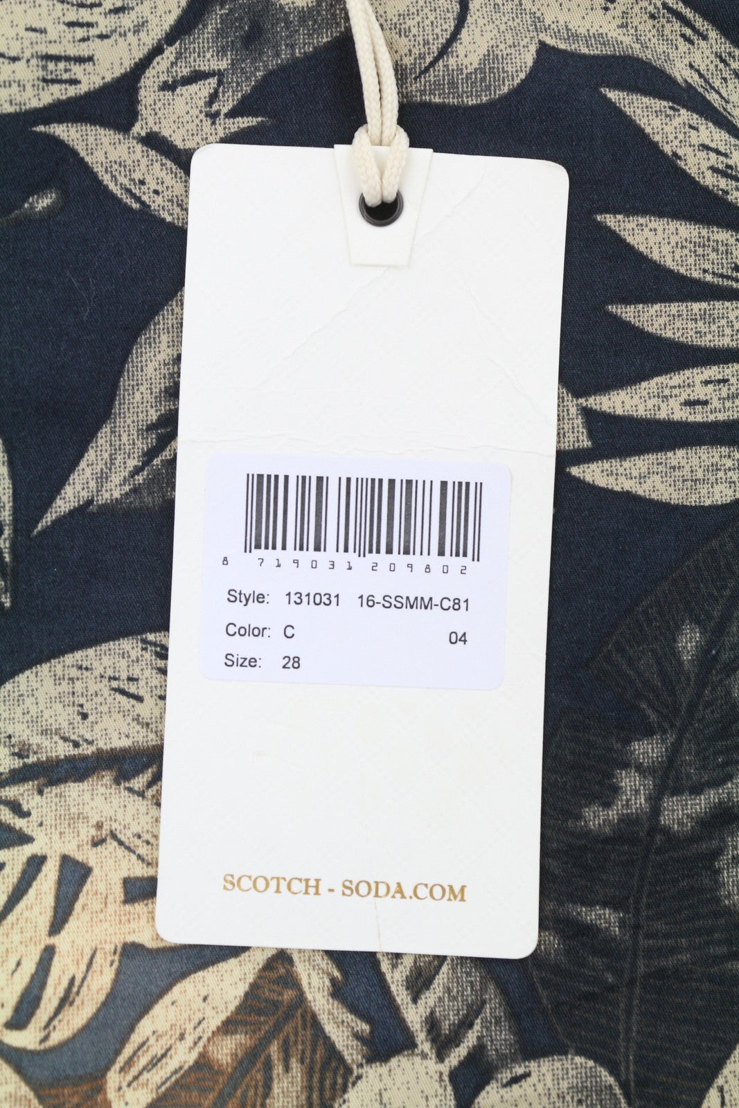 SCOTCH & SODA Men Shorts W28 Faded Floral Leafs Pattern Zipper Chino