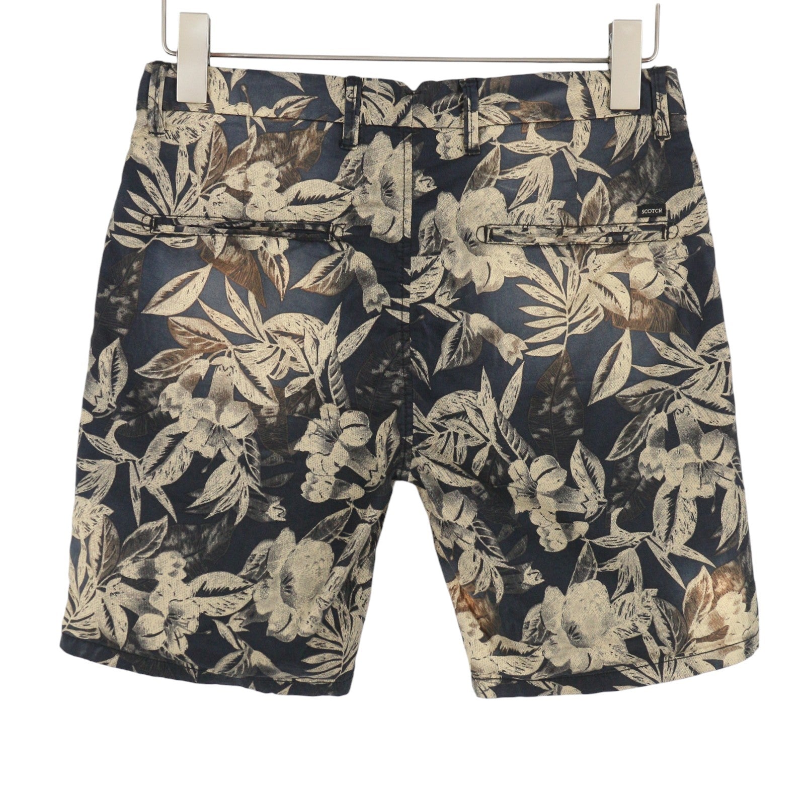 SCOTCH & SODA Men Shorts W28 Faded Floral Leafs Pattern Zipper Chino