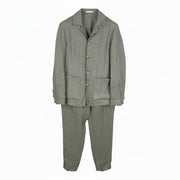 SUITSUPPLY Walter HP Ames Pleat ES Men Suit UK36R W32 Green Melange Pure Linen