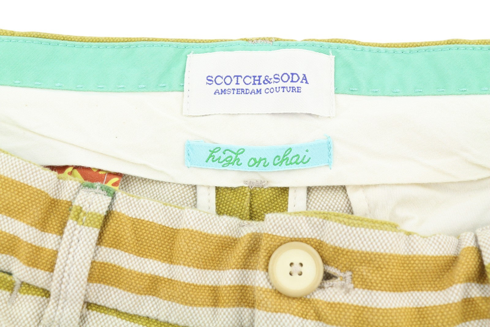 SCOTCH & SODA Men Shorts W33 Striped Pattern Cotton Zip Fly Chino