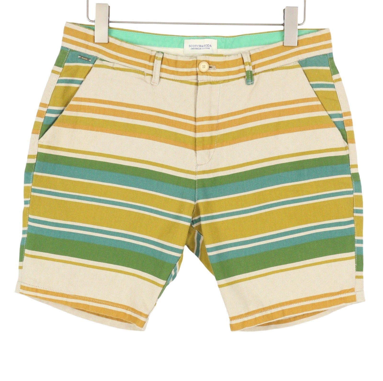 SCOTCH & SODA Men Shorts W33 Striped Pattern Cotton Zip Fly Chino