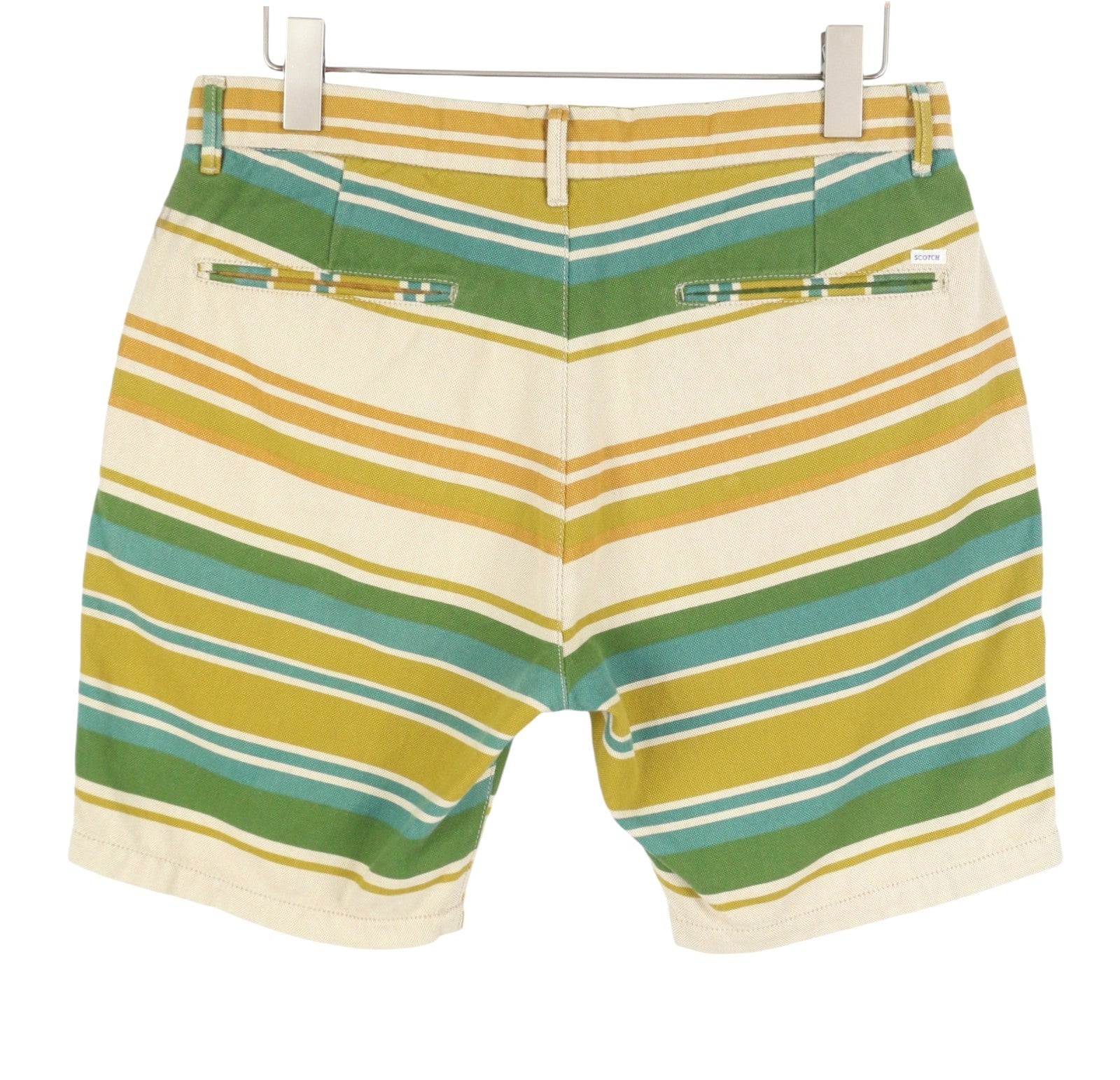 SCOTCH & SODA Men Shorts W33 Striped Pattern Cotton Zip Fly Chino