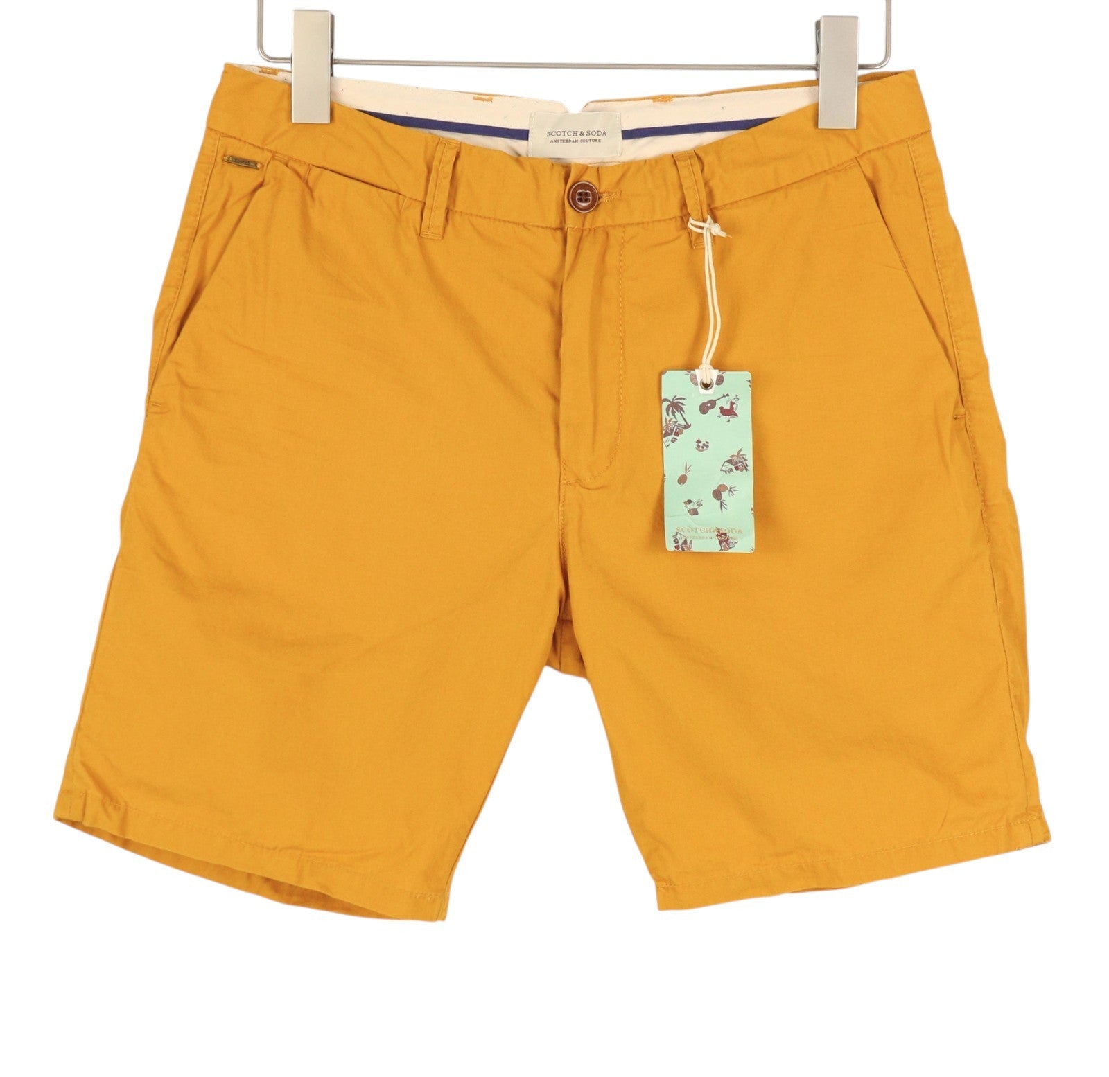 SCOTCH & SODA Men Shorts W36 Orange Mustard Cotton Zip Fly Chino
