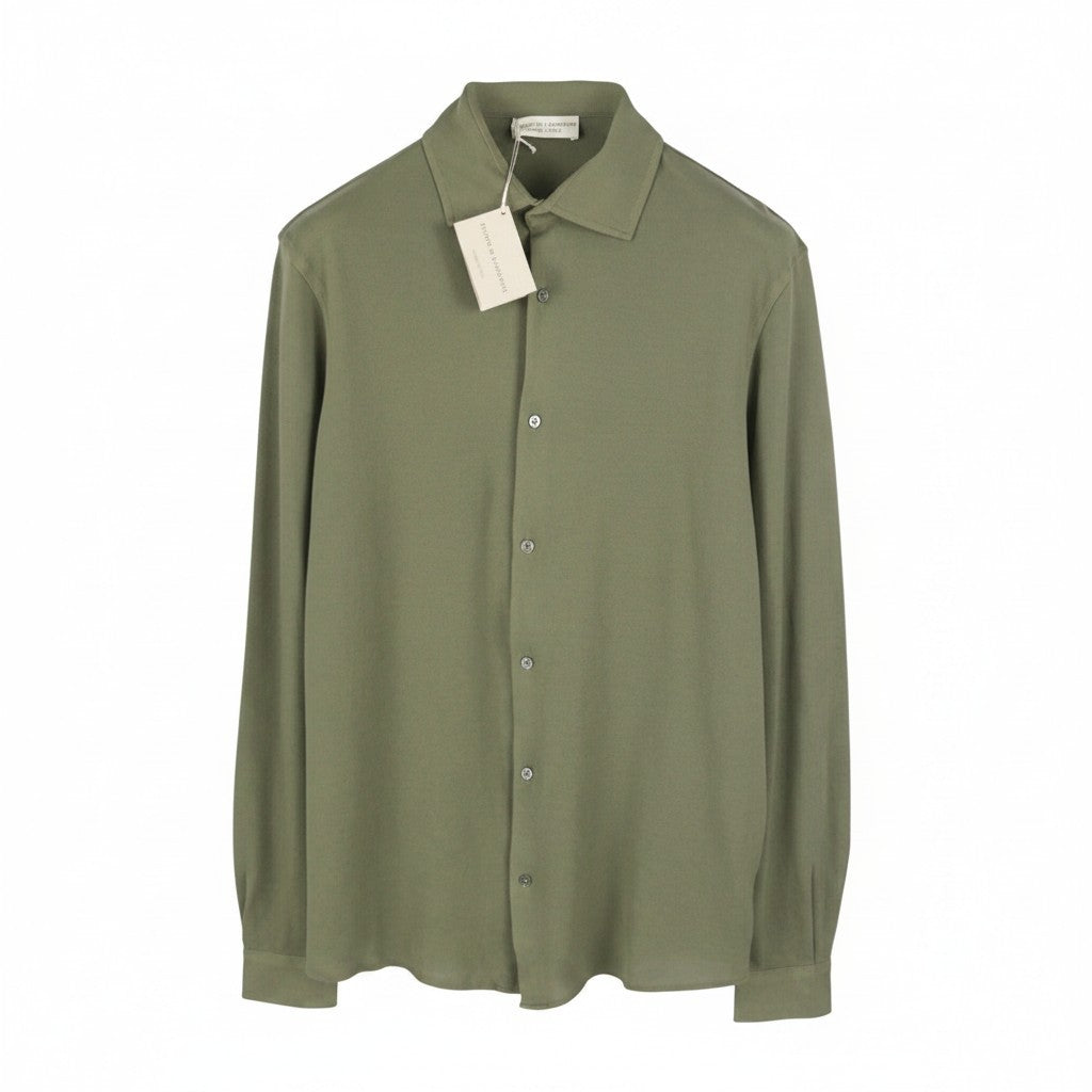 FILIPPO DE LAURENTIIS Men Shirt IT54 XL Green Cotton Cutaway Button-Up