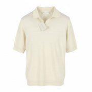 FILIPPO DE LAURENTIIS Men Polos IT52 L Beige Melange Linen Blend Short Sleeved