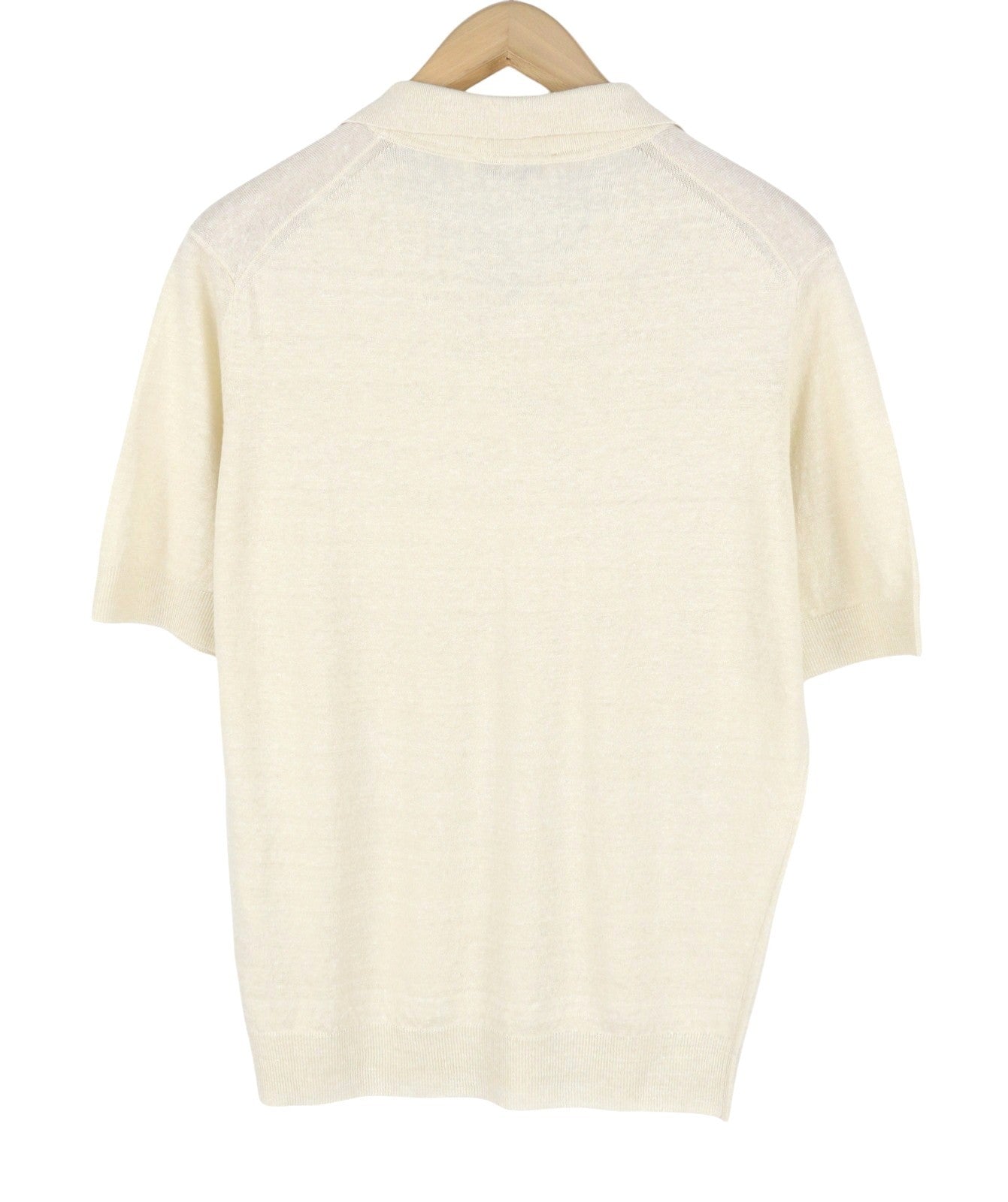 FILIPPO DE LAURENTIIS Men Polos IT52 L Beige Melange Linen Blend Short Sleeved