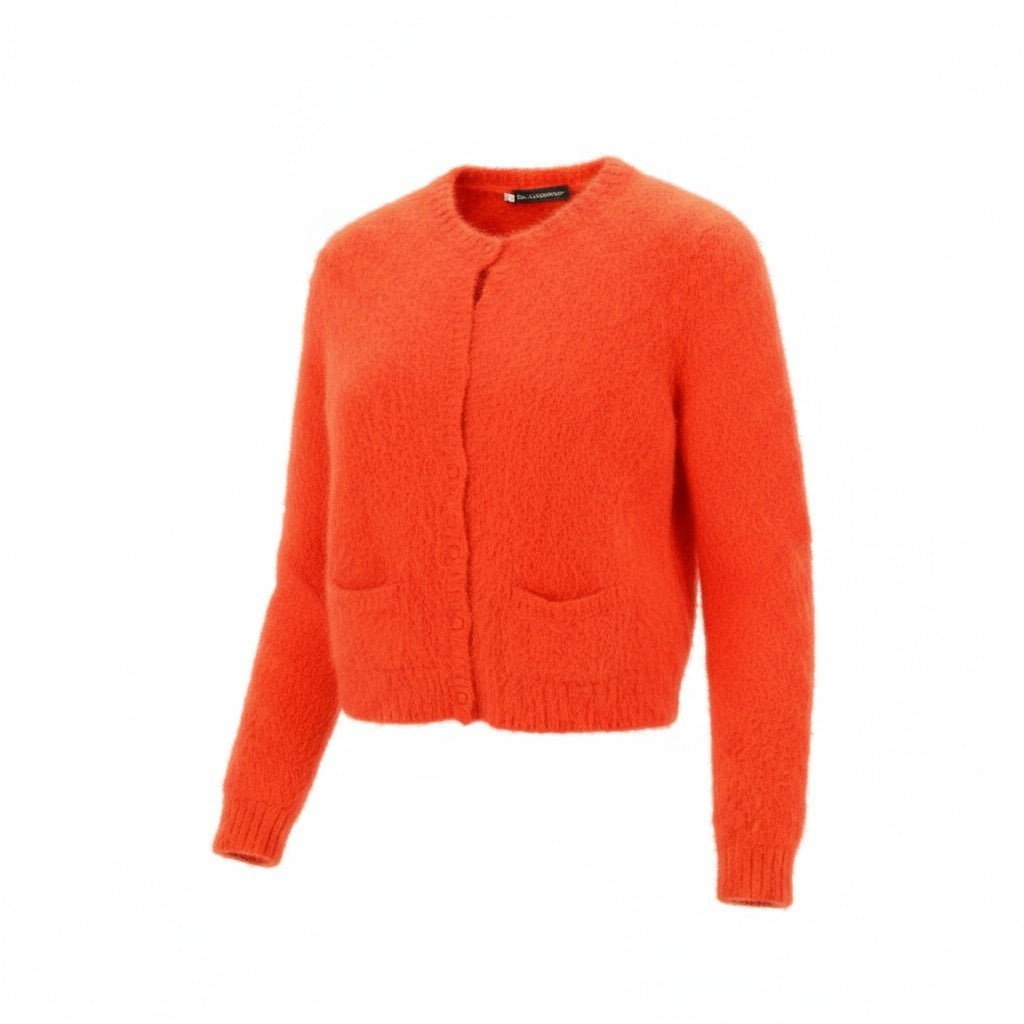 DSQUARED2 Women Jumper S Orange Wool Mohair Blend Button-Up Cardigan