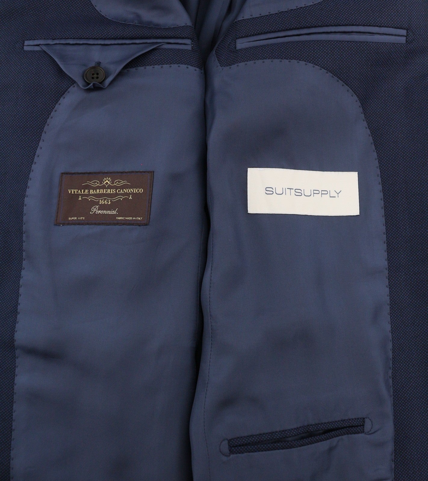 SUITSUPPLY La Spalla Sienna Int Men Suit UK36R W31 Blue Patterned Wool 2PC