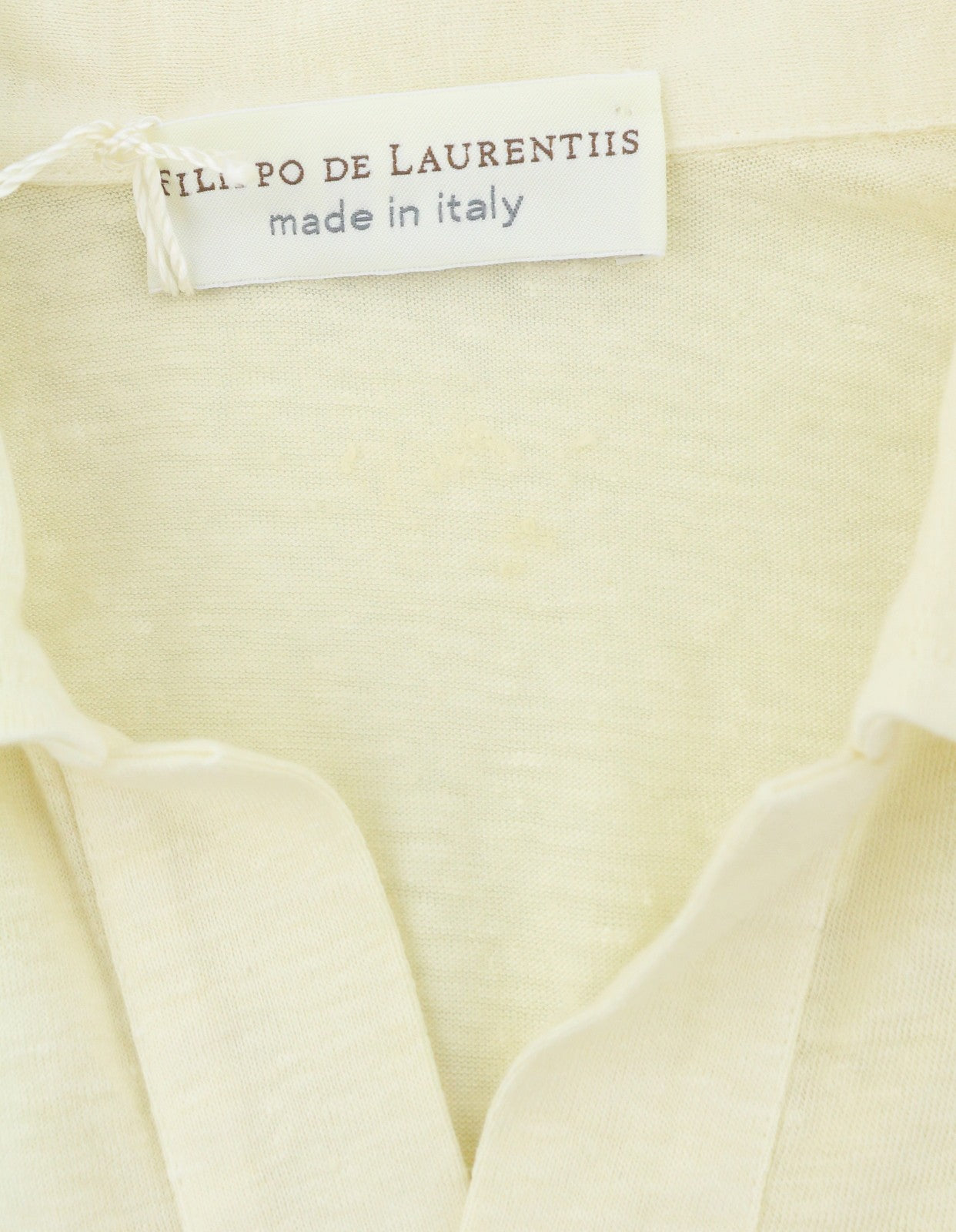 FILIPPO DE LAURENTIIS Men Polos IT46 XS Light Yellow Linen Blend Short Sleeved