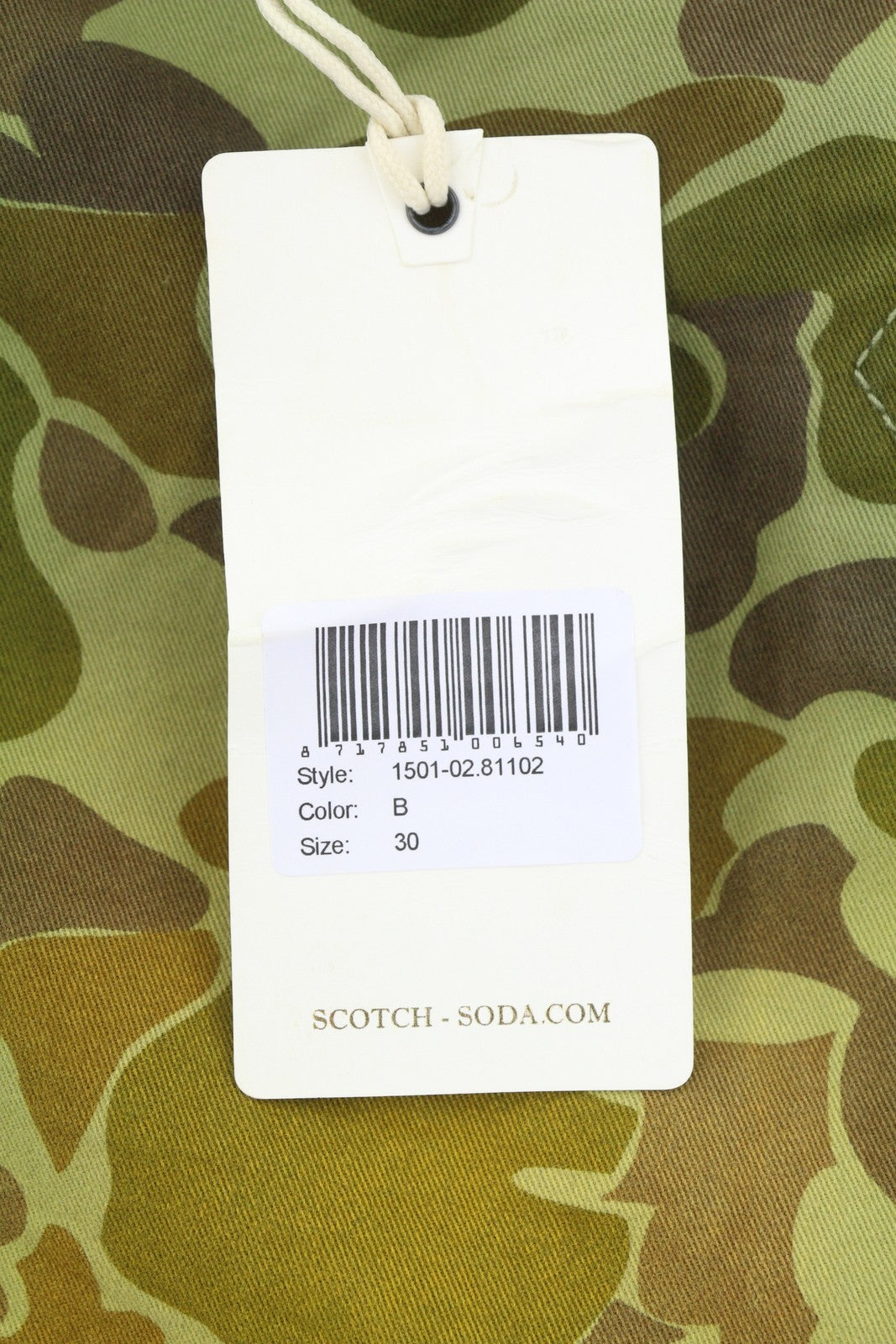 SCOTCH & SODA Men Shorts W30 Green Patterned Faded Cotton Zip Fly Chino