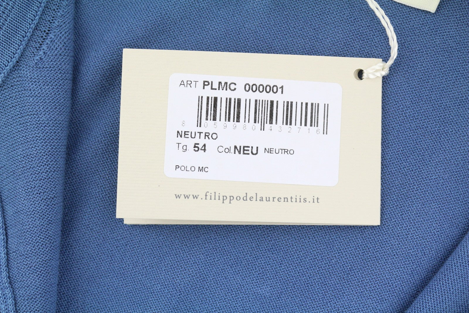 FILIPPO DE LAURENTIIS Men Polos IT54 XL Blue Cotton Half Button Short Sleeve