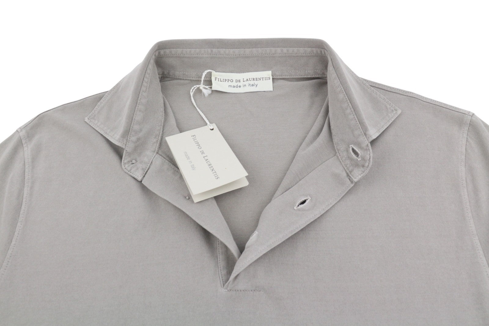 FILIPPO DE LAURENTIIS Men Polos IT50 M Grey Faded Cotton Short Sleeved