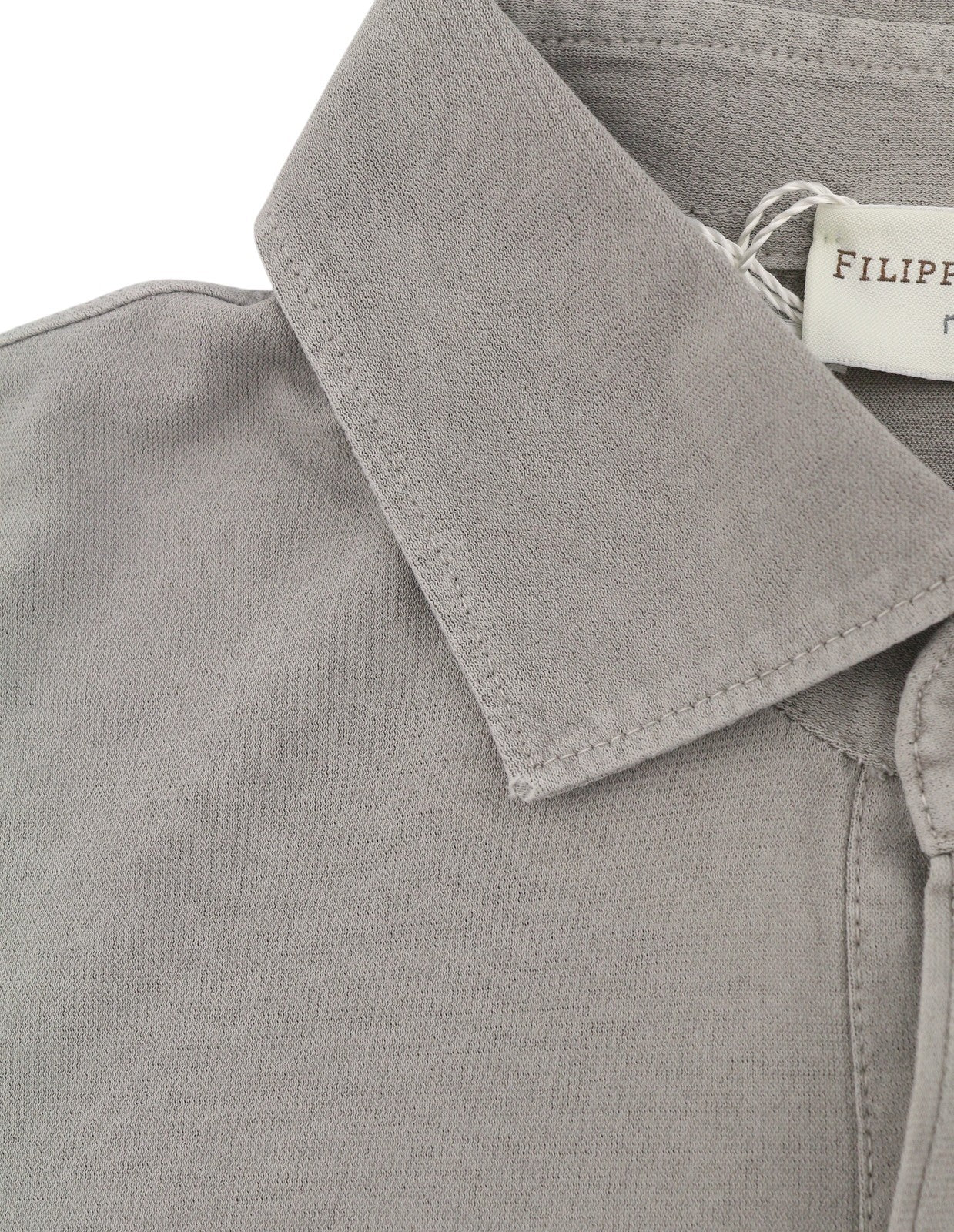 FILIPPO DE LAURENTIIS Men Polos IT50 M Grey Faded Cotton Short Sleeved