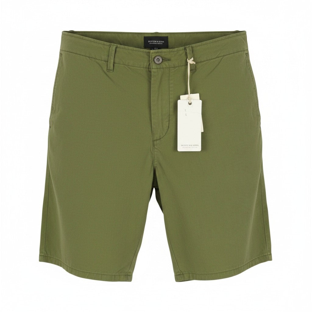 SCOTCH & SODA Men Shorts W30 Green Garment Dyed Zip Fly Chino