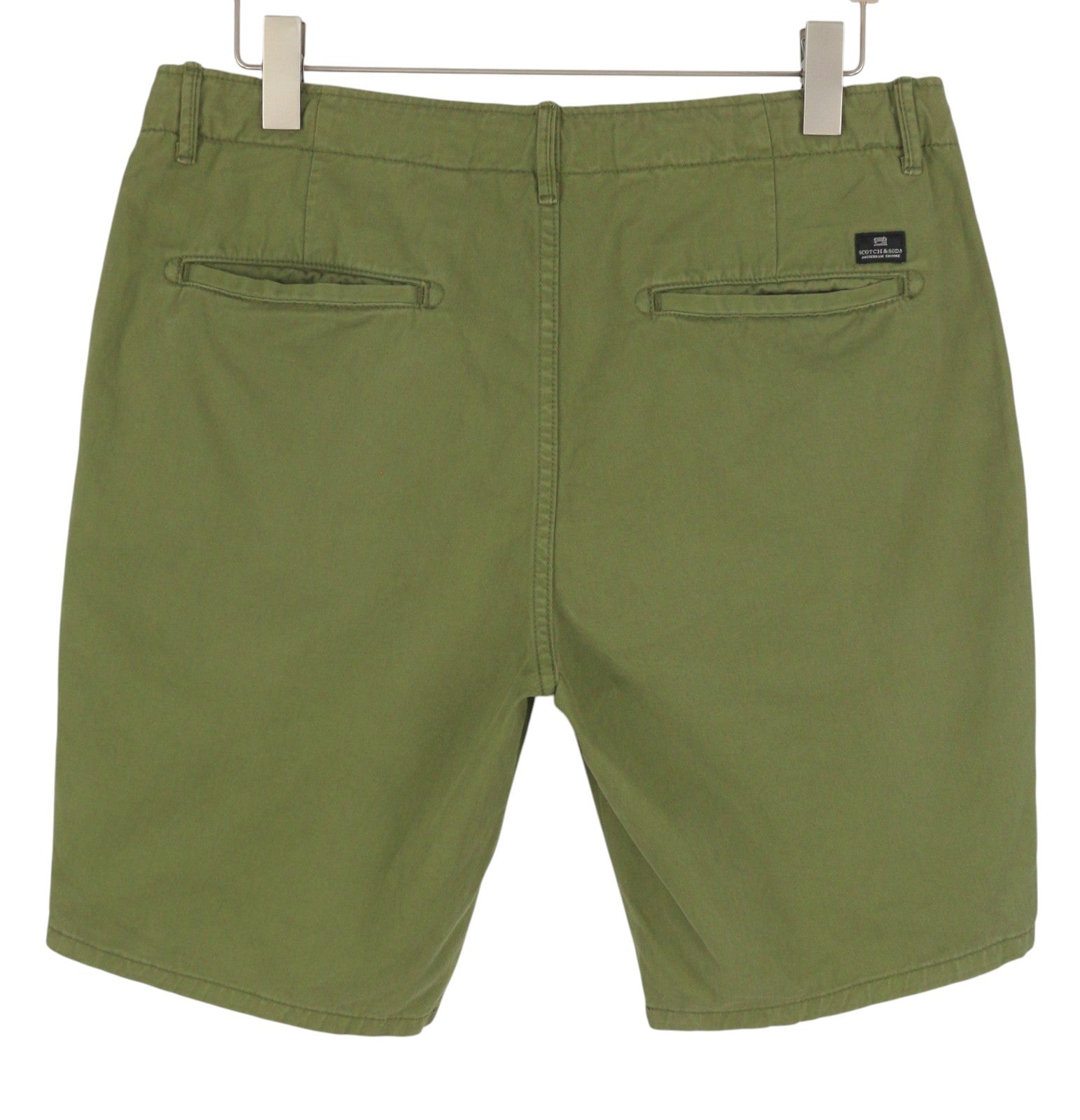 SCOTCH & SODA Men Shorts W30 Green Garment Dyed Zip Fly Chino