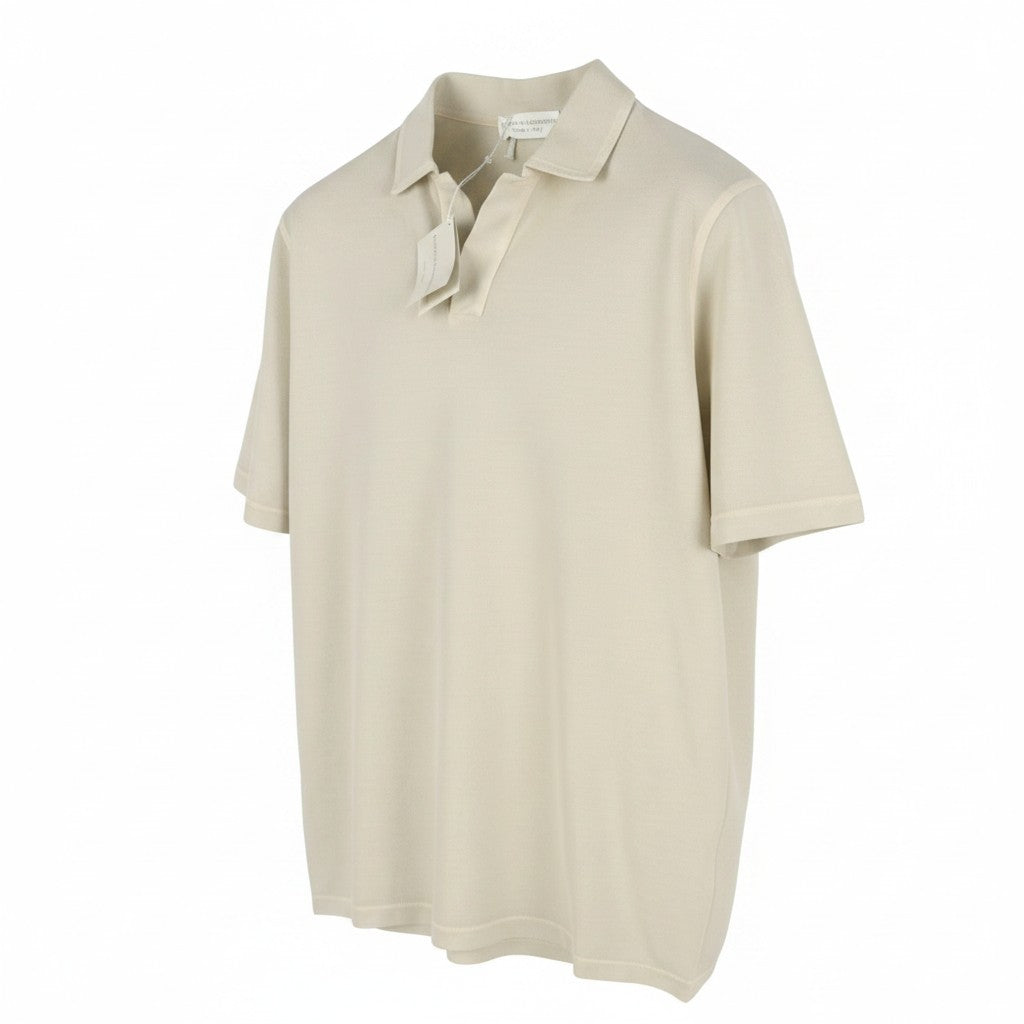 FILIPPO DE LAURENTIIS Skipper Men Polos IT52 L Beige Cotton Short Sleeved