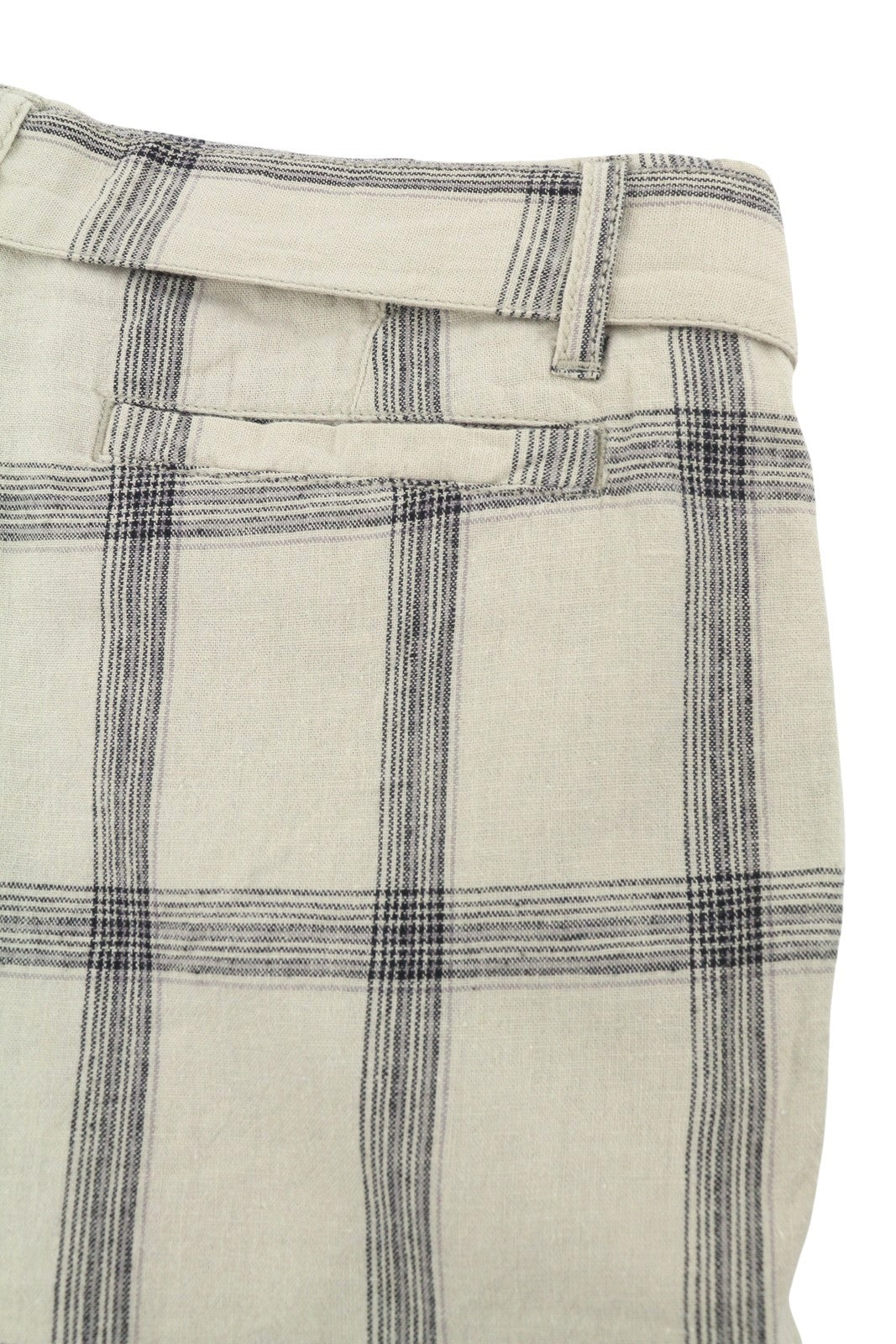 DESIGUAL Marc Men Shorts W28 Beige Linen Blend Check Belted Zip Fly Cargo