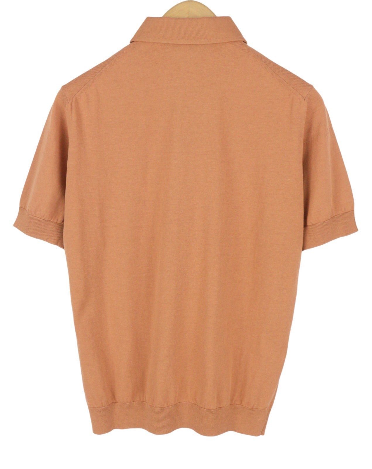 FILIPPO DE LAURENTIIS Men Polos IT48 S Brown Cotton Half Button Short Sleeve
