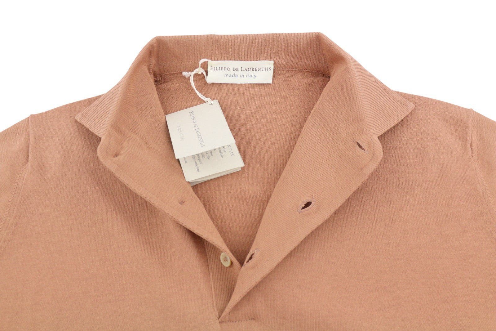 FILIPPO DE LAURENTIIS Men Polos IT48 S Brown Cotton Half Button Short Sleeve