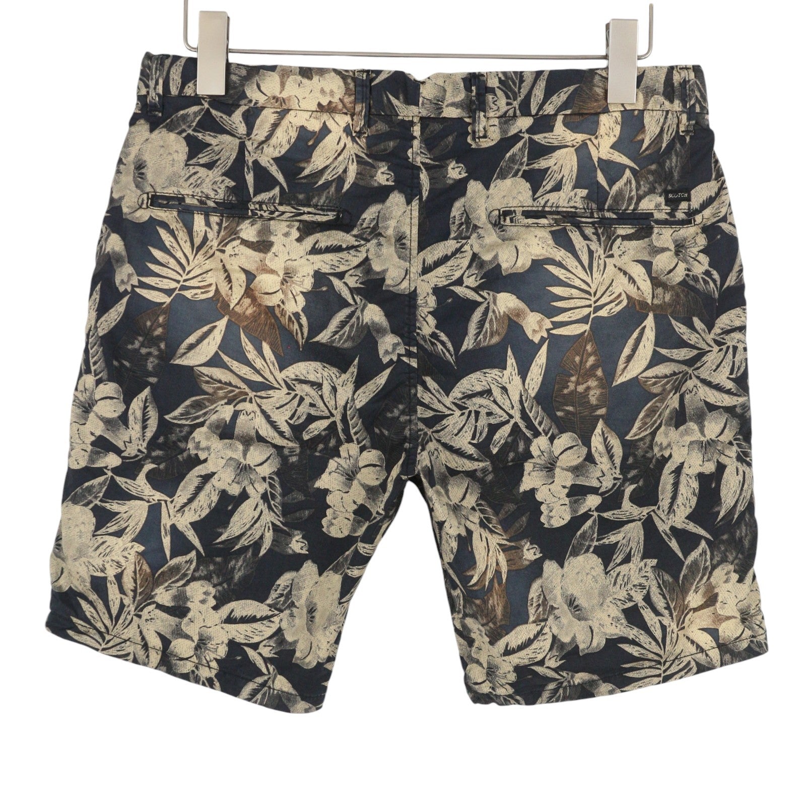 SCOTCH & SODA Men Shorts W32 Faded Floral Leafs Pattern Zipper Chino