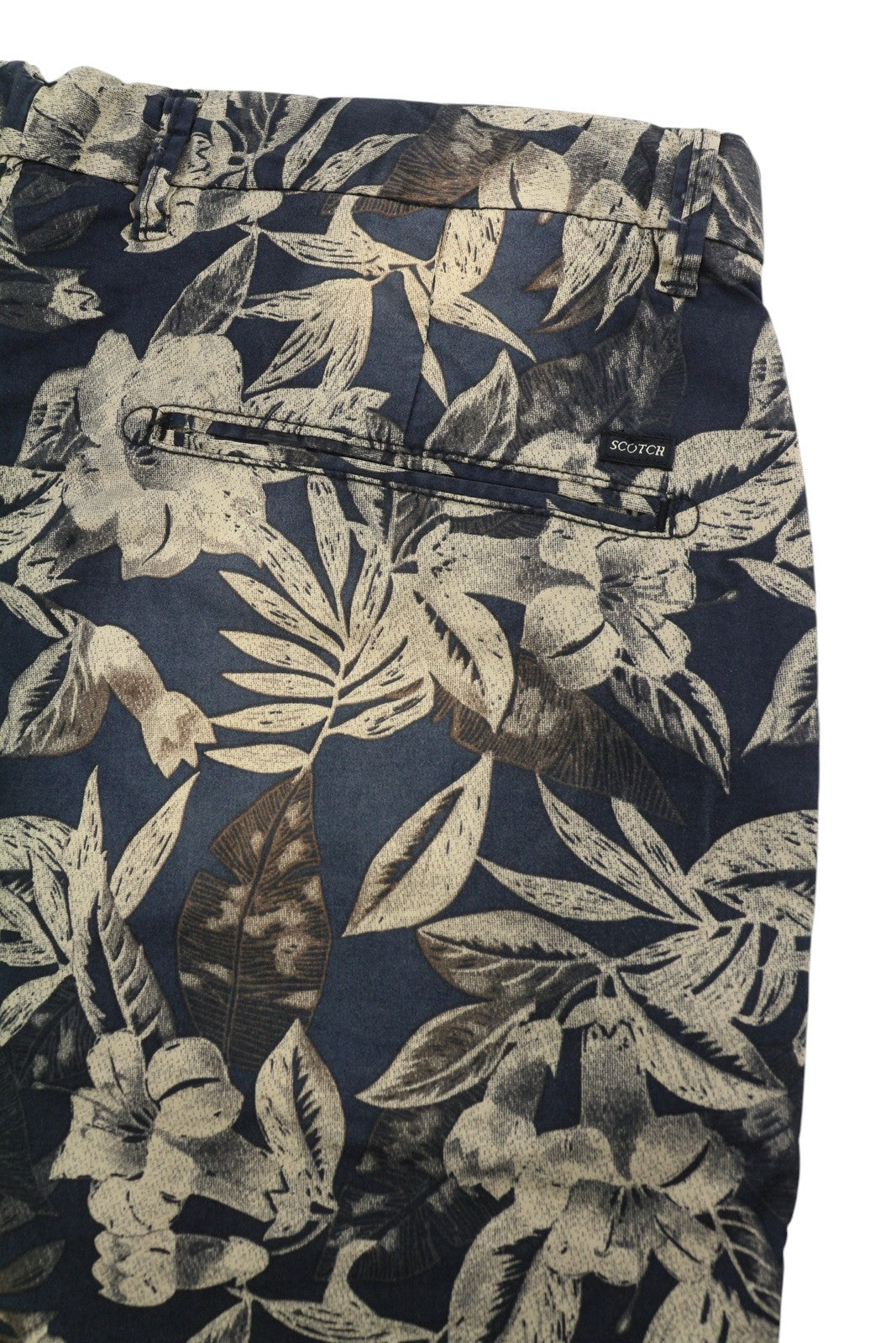 SCOTCH & SODA Men Shorts W32 Faded Floral Leafs Pattern Zipper Chino