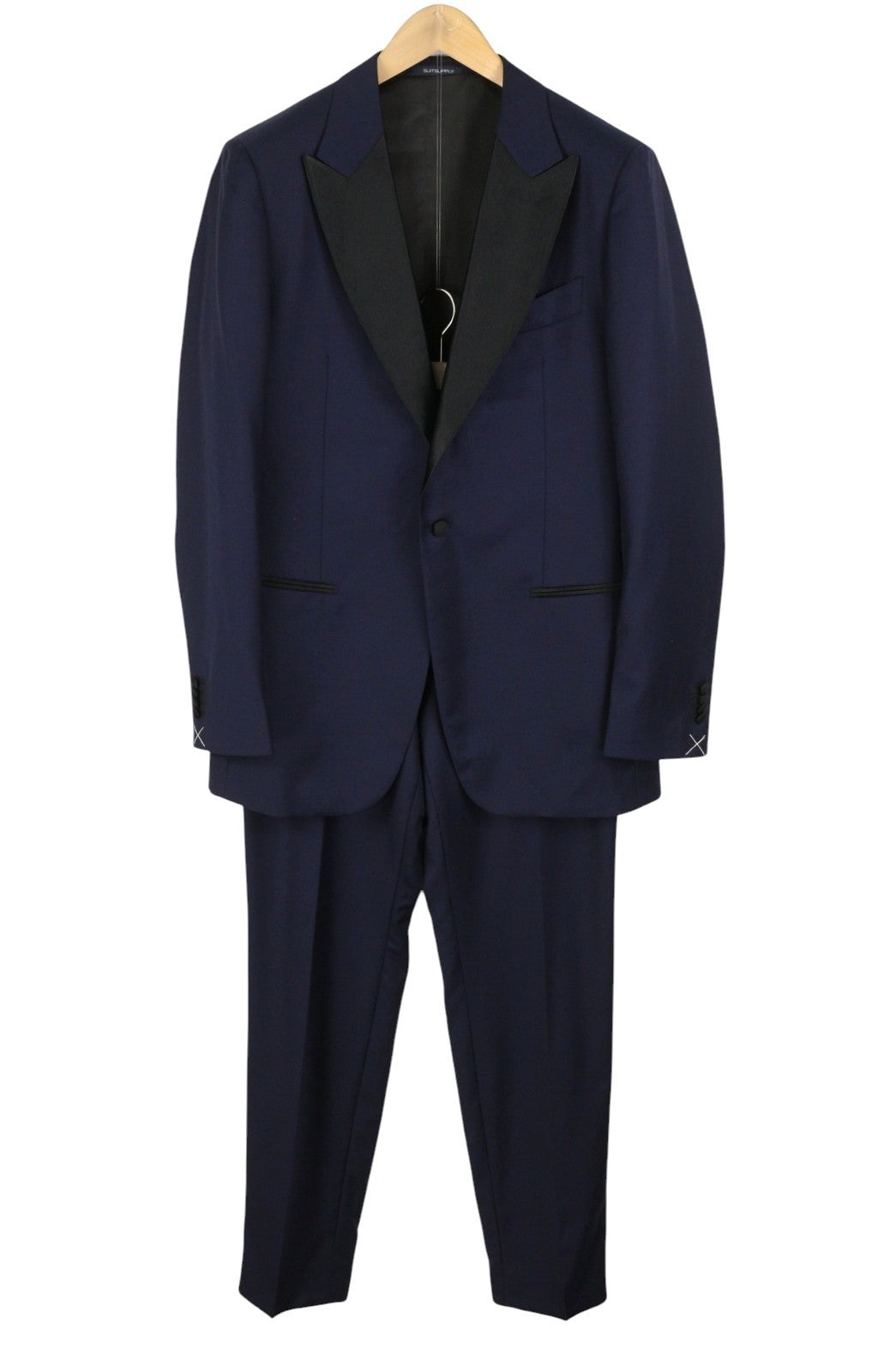 SUITSUPPLY Lazio Tuxedo FL Men Suit UK42L W36 Dark Blue Silk Wool Slim 3PC