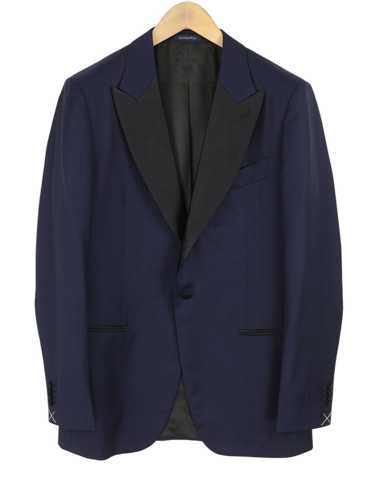 SUITSUPPLY Lazio Tuxedo FL Men Suit UK42L W36 Dark Blue Silk Wool Slim 3PC
