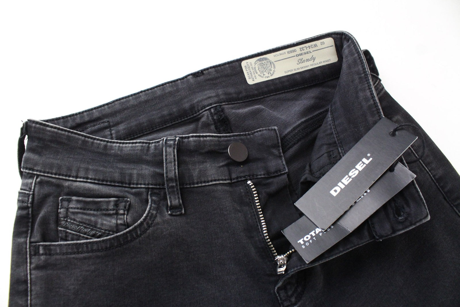 DIESEL Slandy 0680I Women Jeans W24/L32 Grey Stretch Super Slim Skinny Zip-Fly