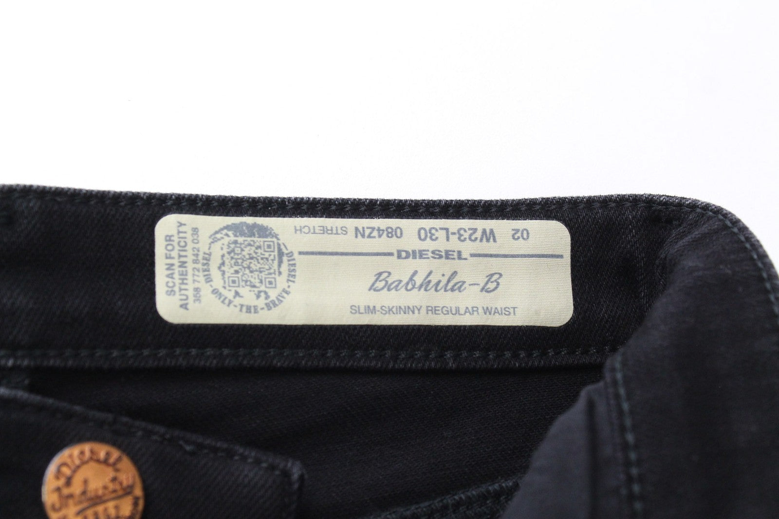 DIESEL Babhila-B 084ZN Women Jeans W23/L30 Black Stretch Slim Skinny Distress