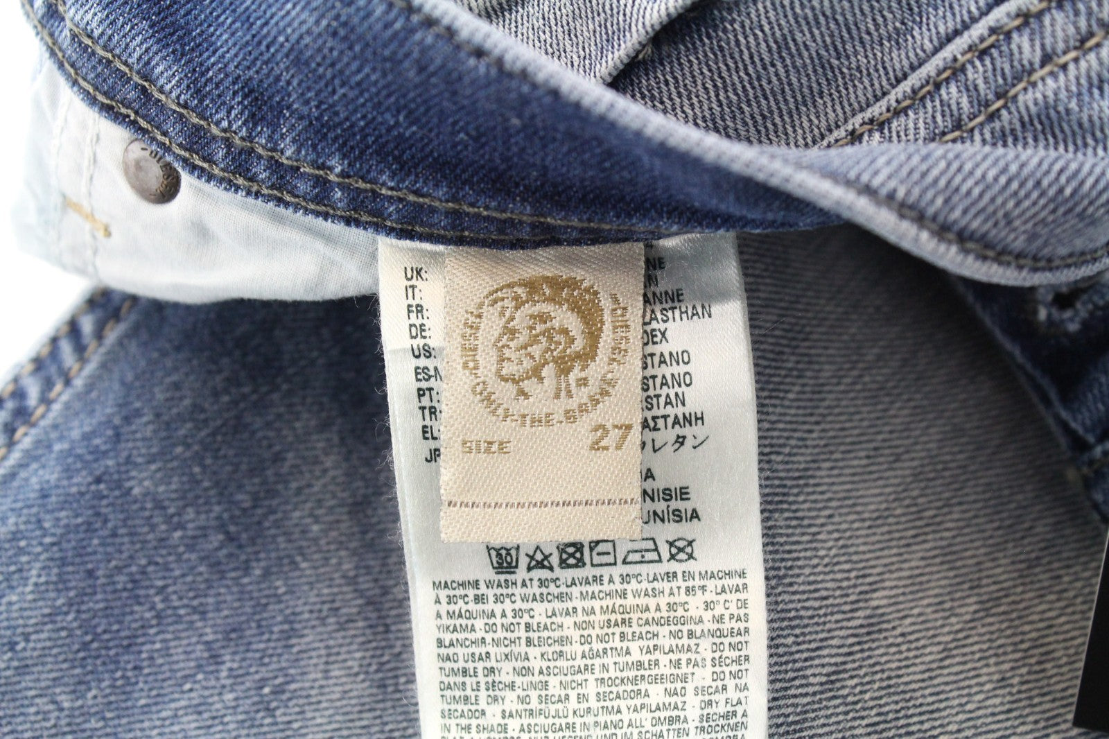 DIESEL Tepphar 0842H Men Jeans W27/L32 Blue Stretch Slim Carrot Fit Buttoned