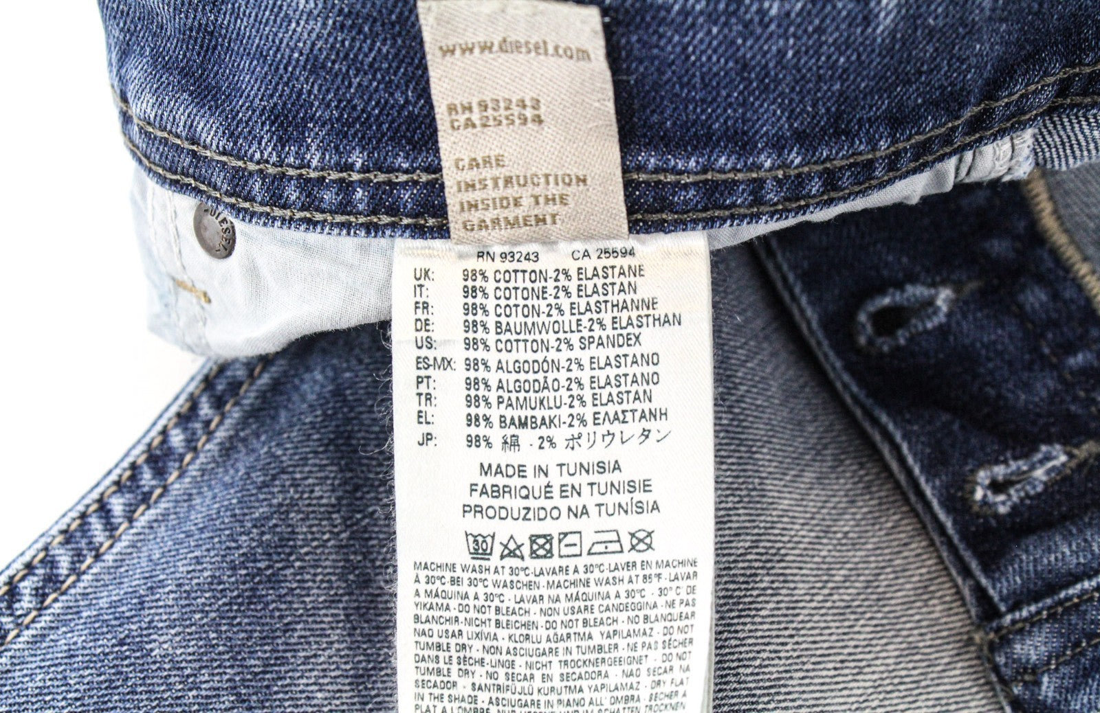 DIESEL Tepphar 0842H Men Jeans W27/L32 Blue Stretch Slim Carrot Fit Buttoned
