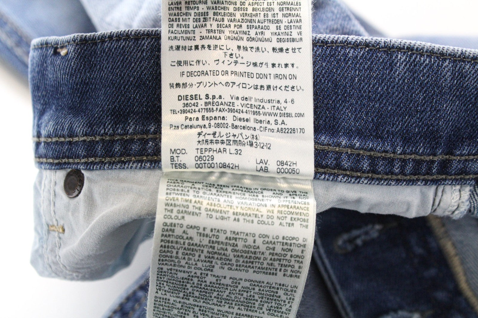 DIESEL Tepphar 0842H Men Jeans W27/L32 Blue Stretch Slim Carrot Fit Buttoned