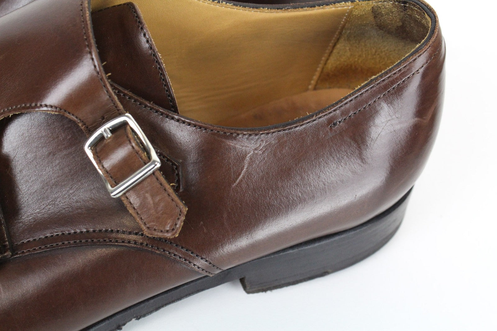 SUITSUPPLY Men Formal Shoes EU42.5/UK8.5 Brown Calf Leather Double Monk Strap