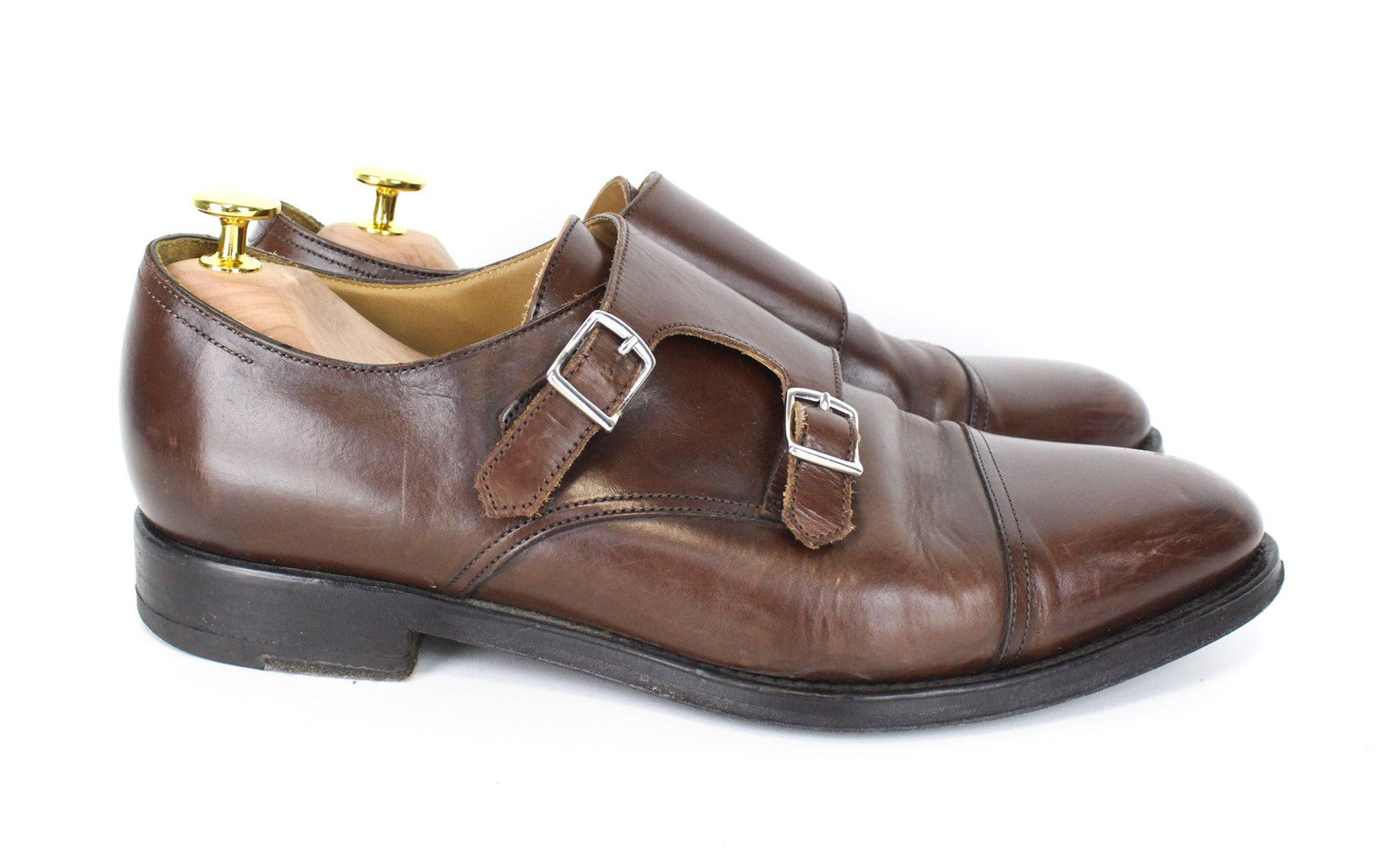 SUITSUPPLY Men Formal Shoes EU42.5/UK8.5 Brown Calf Leather Double Monk Strap