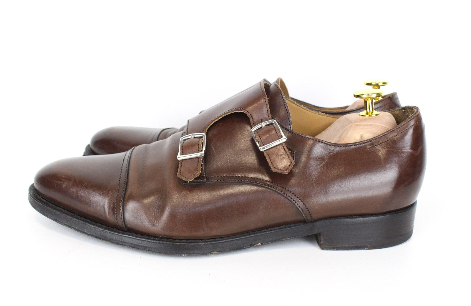 SUITSUPPLY Men Formal Shoes EU42.5/UK8.5 Brown Calf Leather Double Monk Strap
