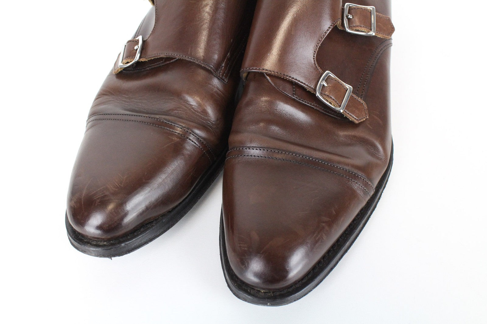 SUITSUPPLY Men Formal Shoes EU42.5/UK8.5 Brown Calf Leather Double Monk Strap