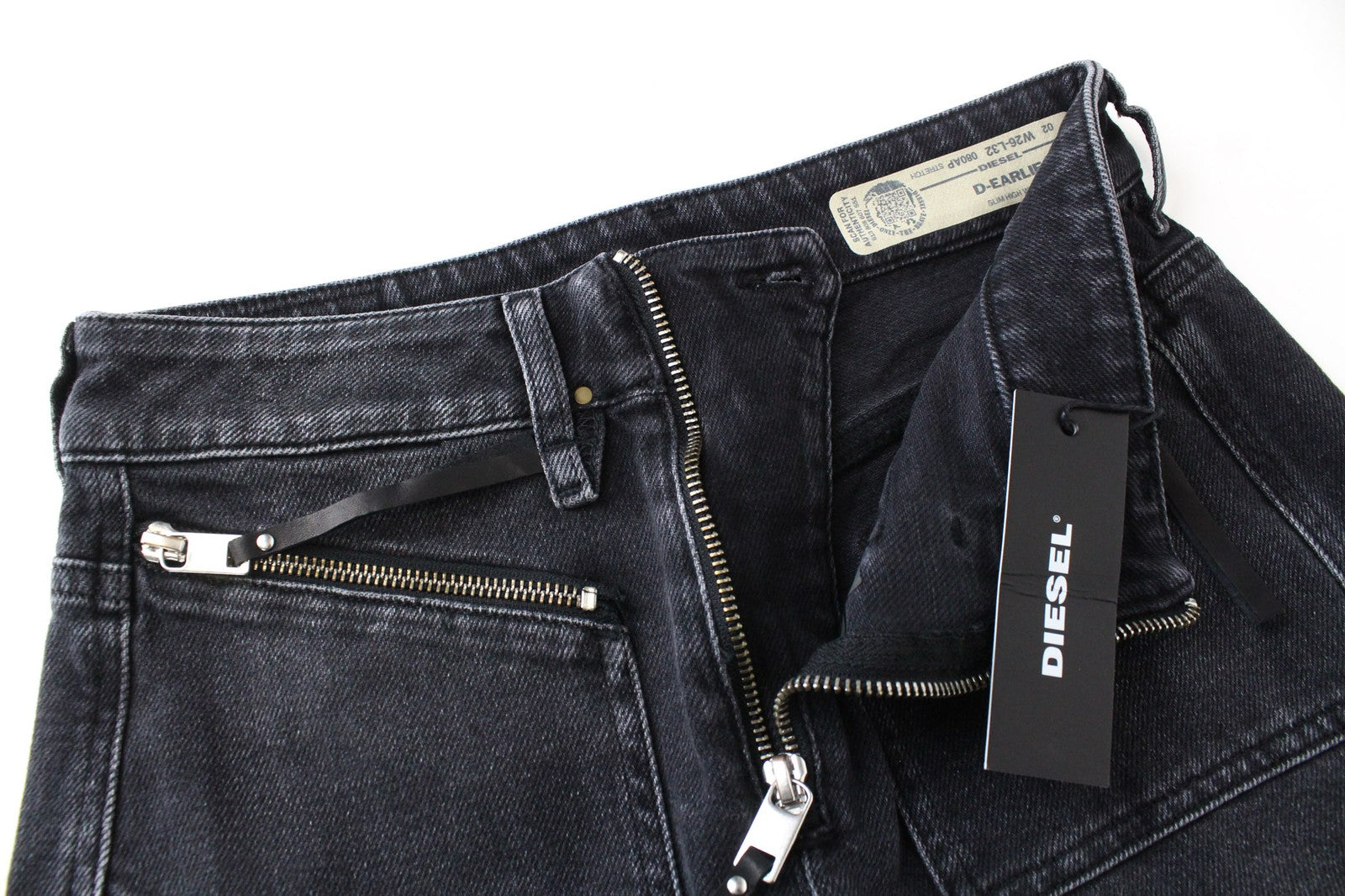 DIESEL D-Earlie 080AP Women Jeans W26/L32 Charcoal Grey Stretch Slim High Waist