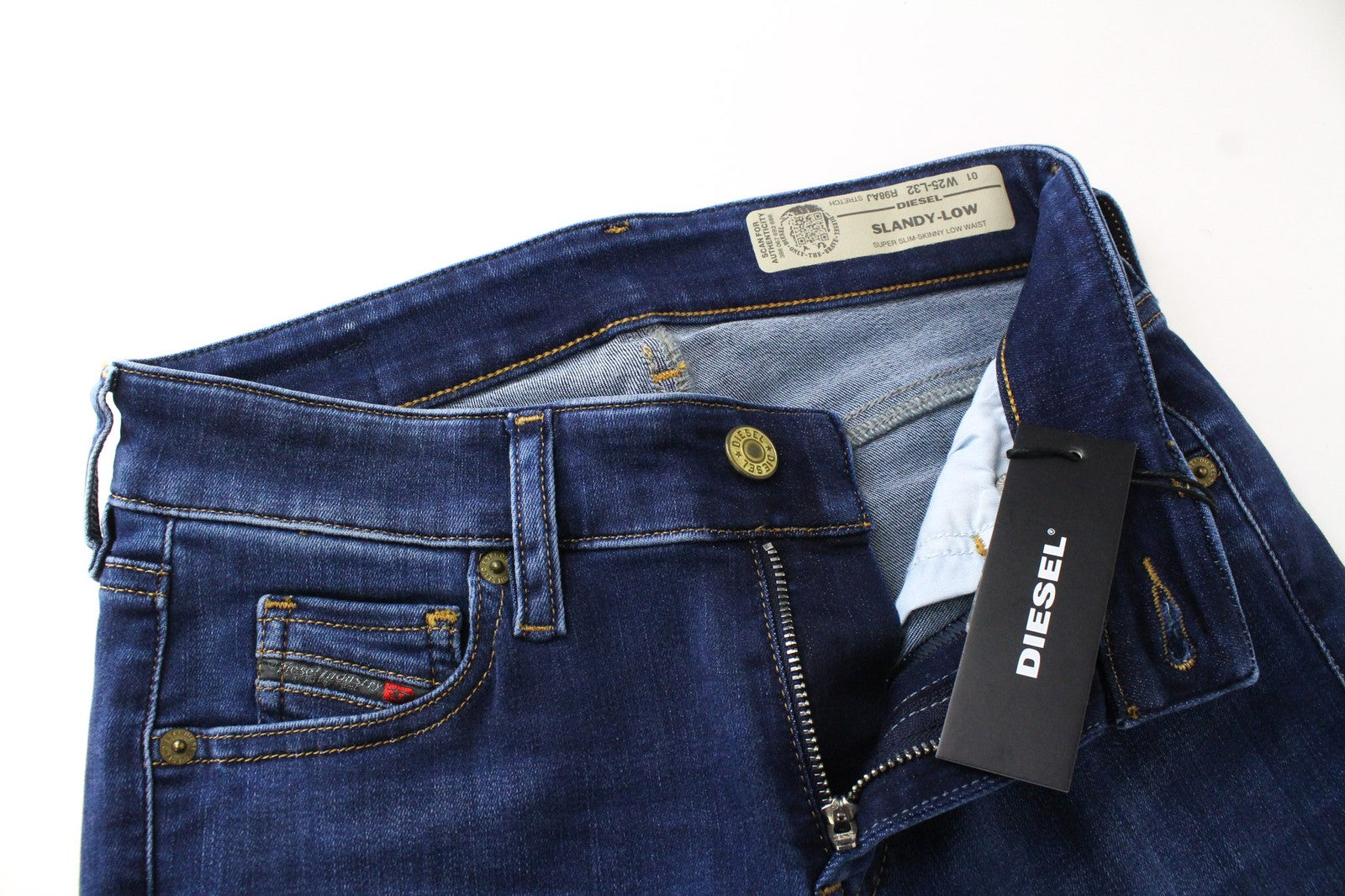 DIESEL Slandy-Low R98AJ Women Jeans W25/L32 Blue Stretch Super Slim Skinny Fit