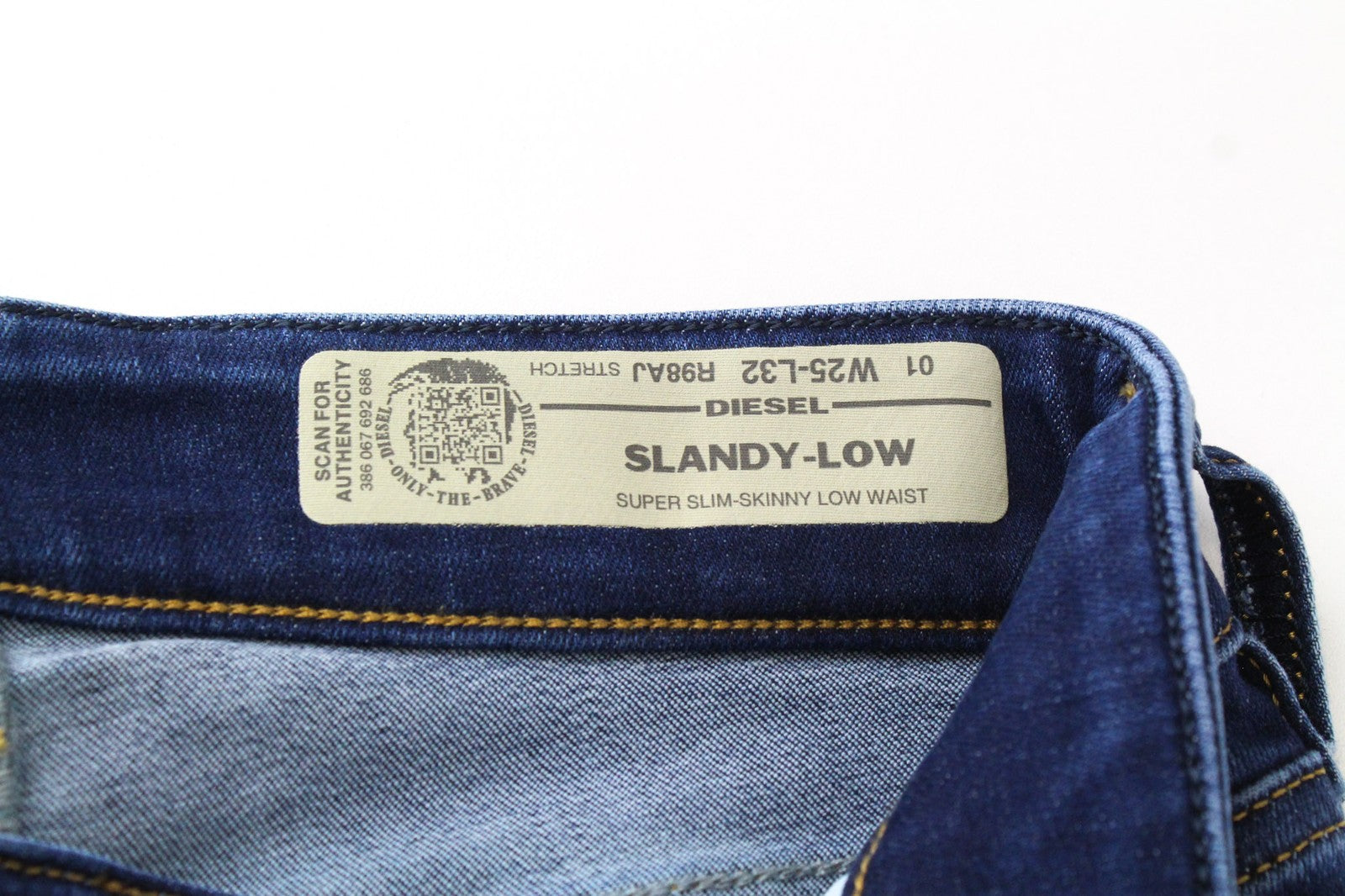 DIESEL Slandy-Low R98AJ Women Jeans W25/L32 Blue Stretch Super Slim Skinny Fit