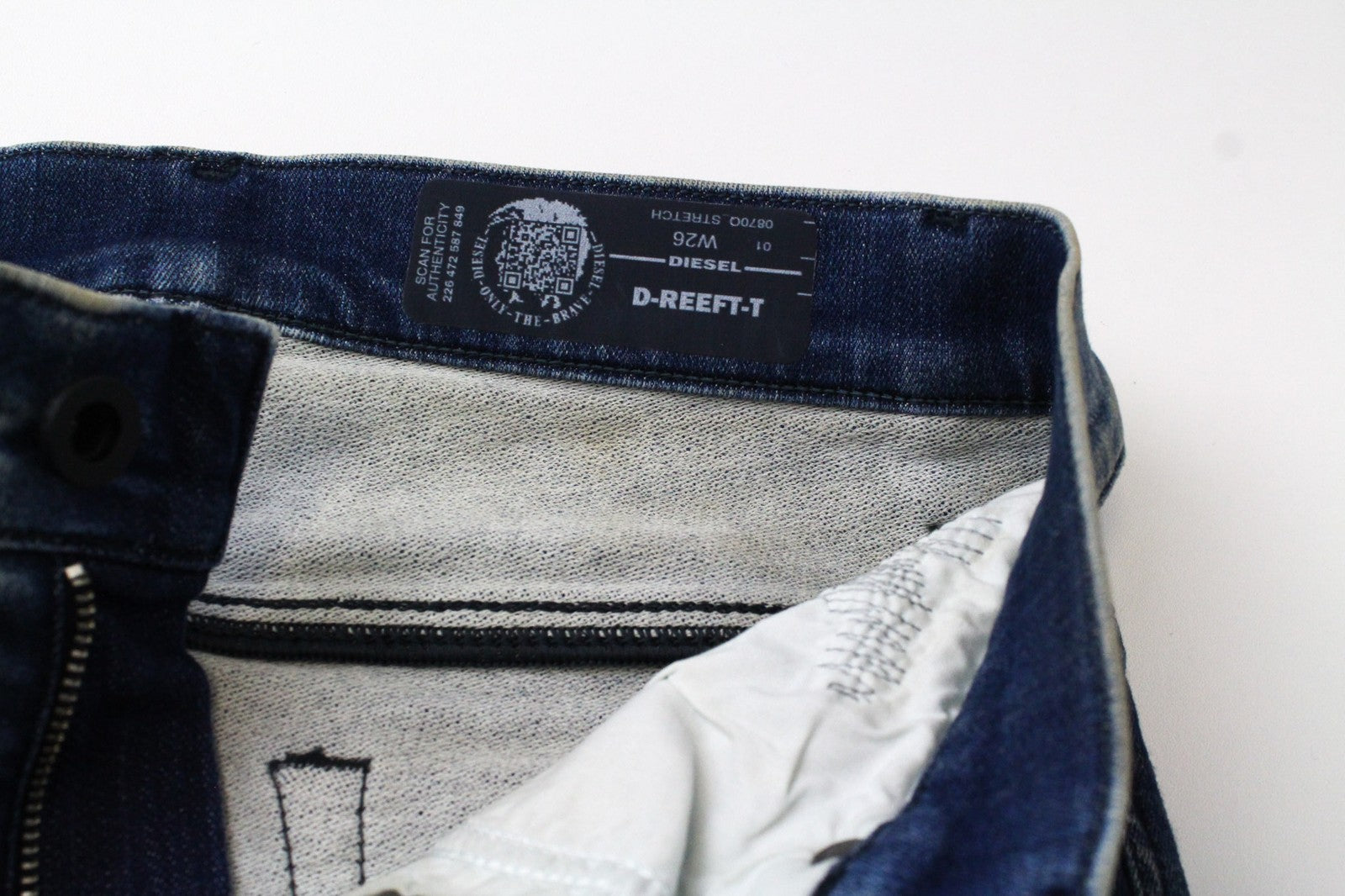 DIESEL D-Reeft-T 0870Q Men Jeans W26 Blue Jogg Sweat Super Skinny Fit Distress