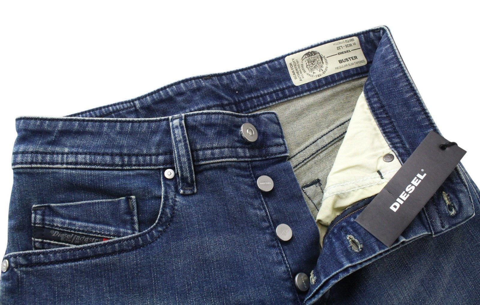 DIESEL Buster 084UT Men Jeans W26/L32 Blue Stretch Regular Slim Tapered Fit