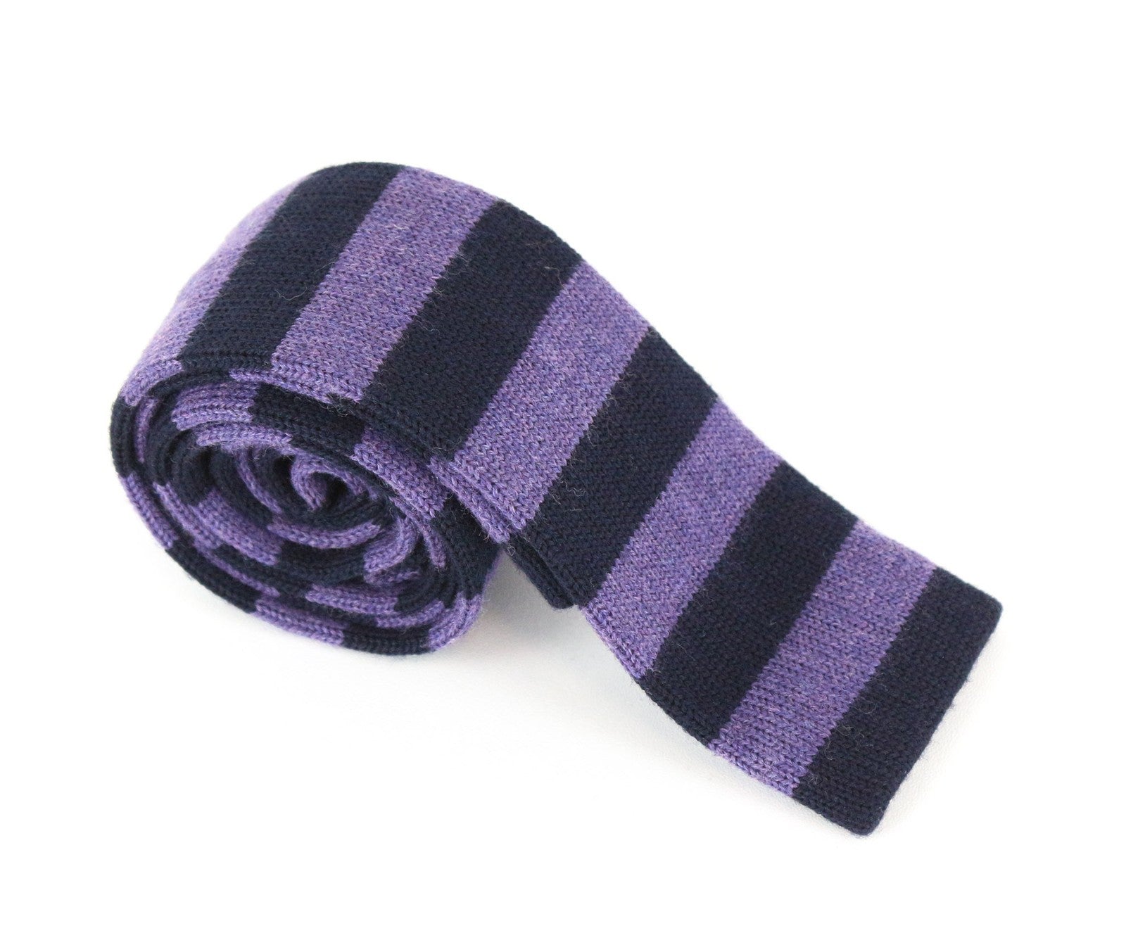 SUITSUPPLY Men Tie 142 x 6 cm Purple Striped Knit Melange Formal Pure Wool