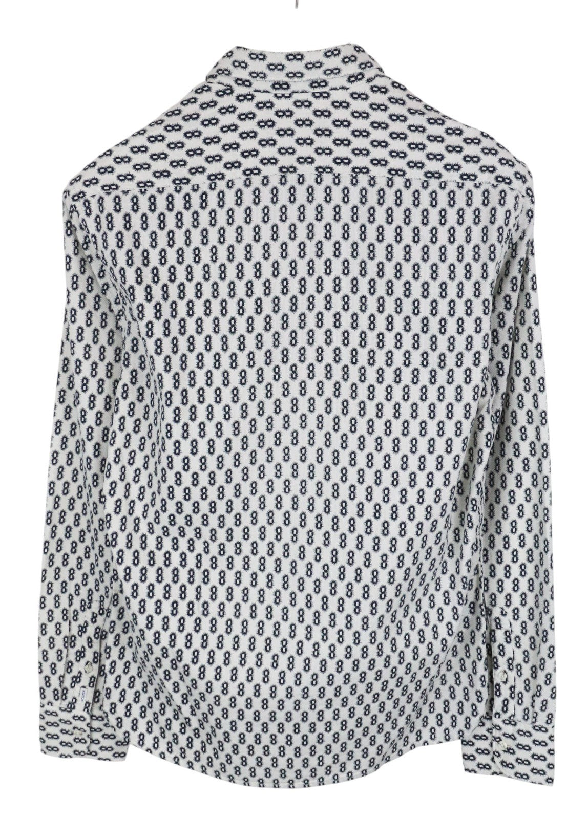 SCOTCH & SODA Men Shirt M Blue Melange Button-Down Graphic Print Pure Cotton